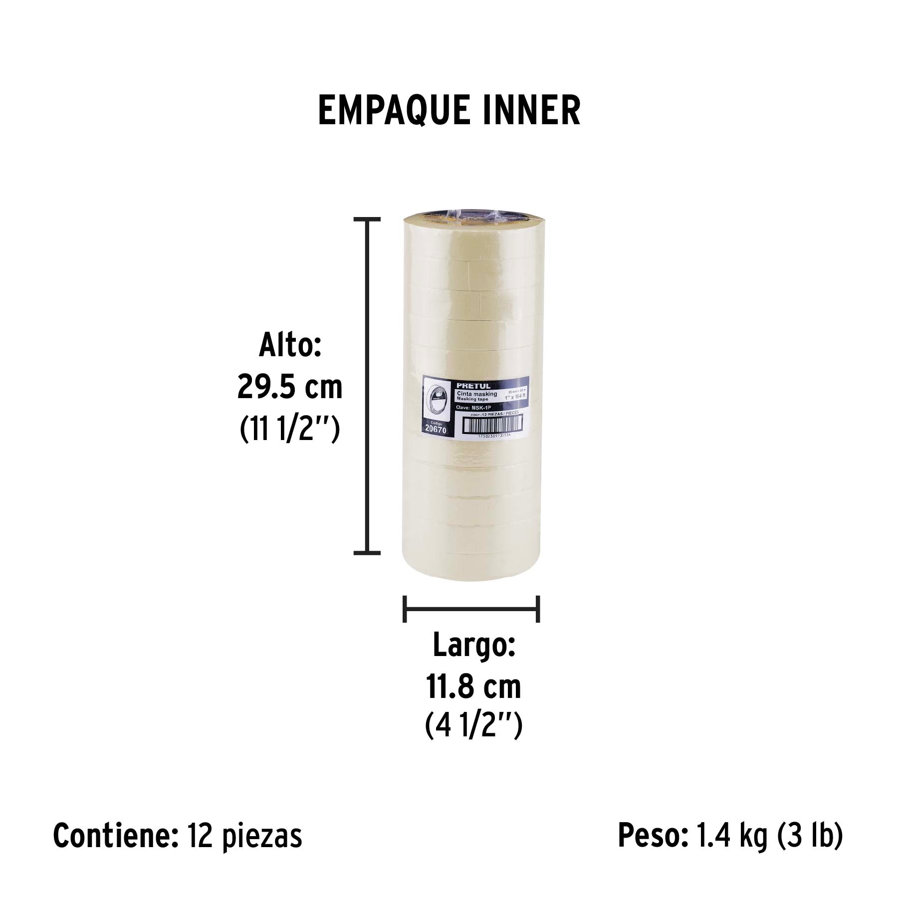 Cinta masking tape de 1' x 50 m, Pretul