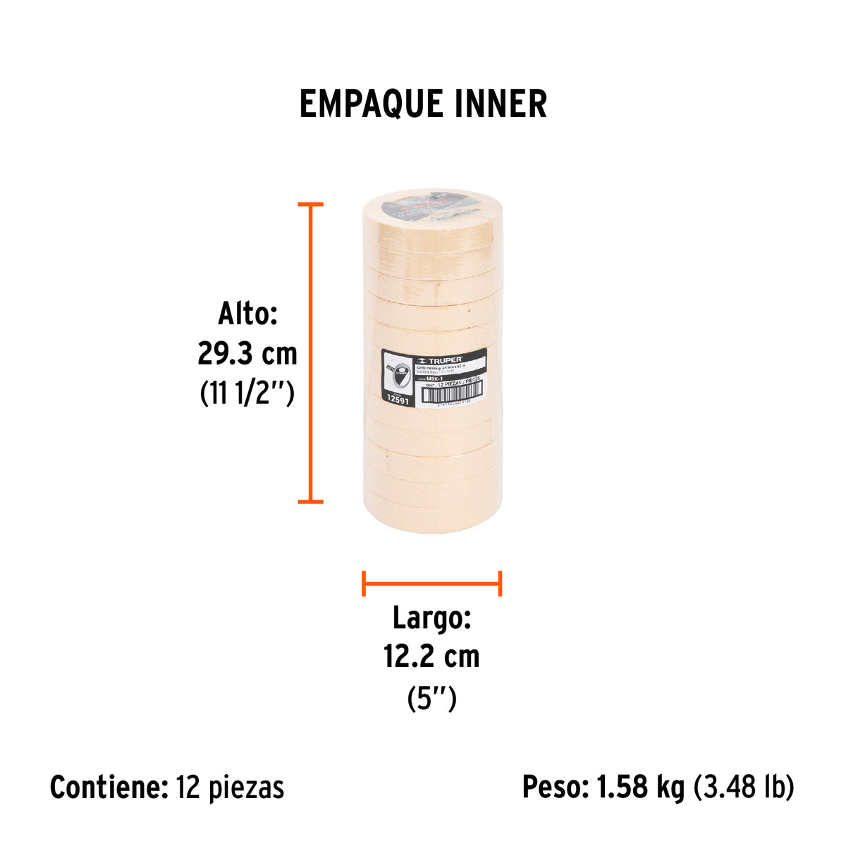 Cinta masking tape, 1"