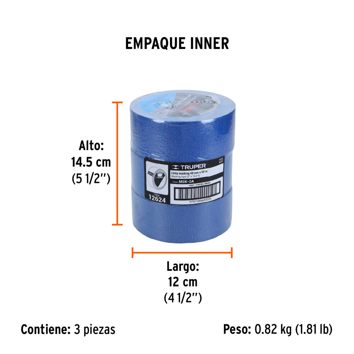 Masking tape, 2" x 50 m, azul