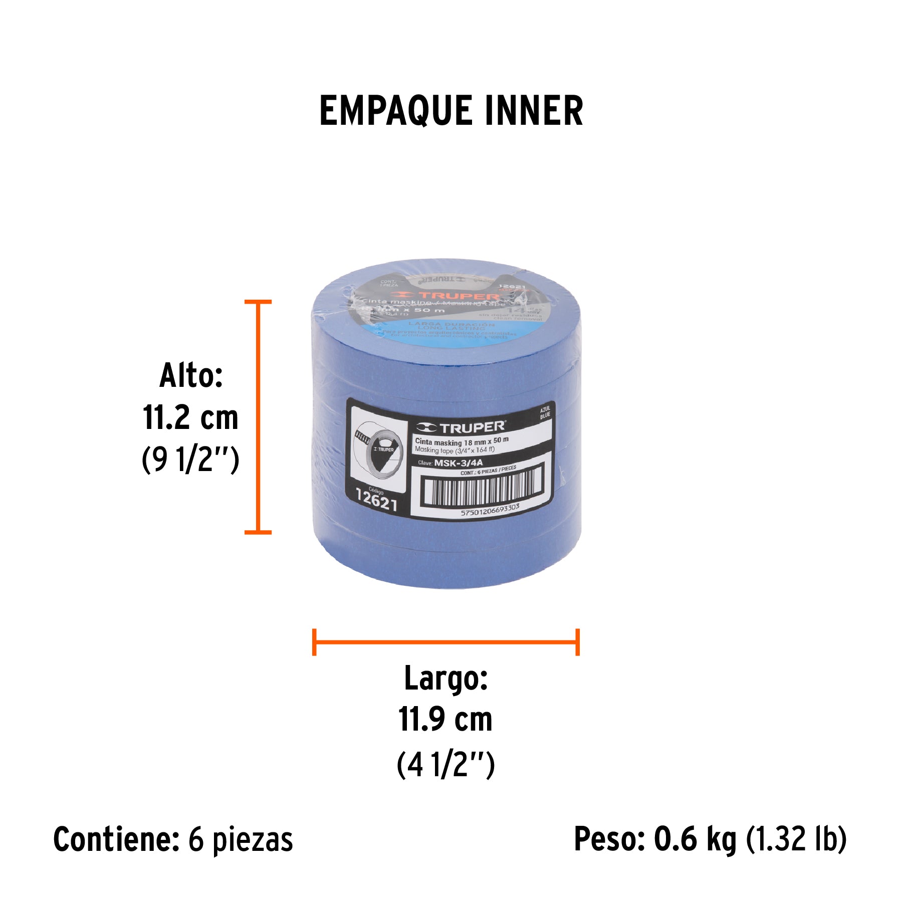 Masking tape, 3/4" x 50 m, azul