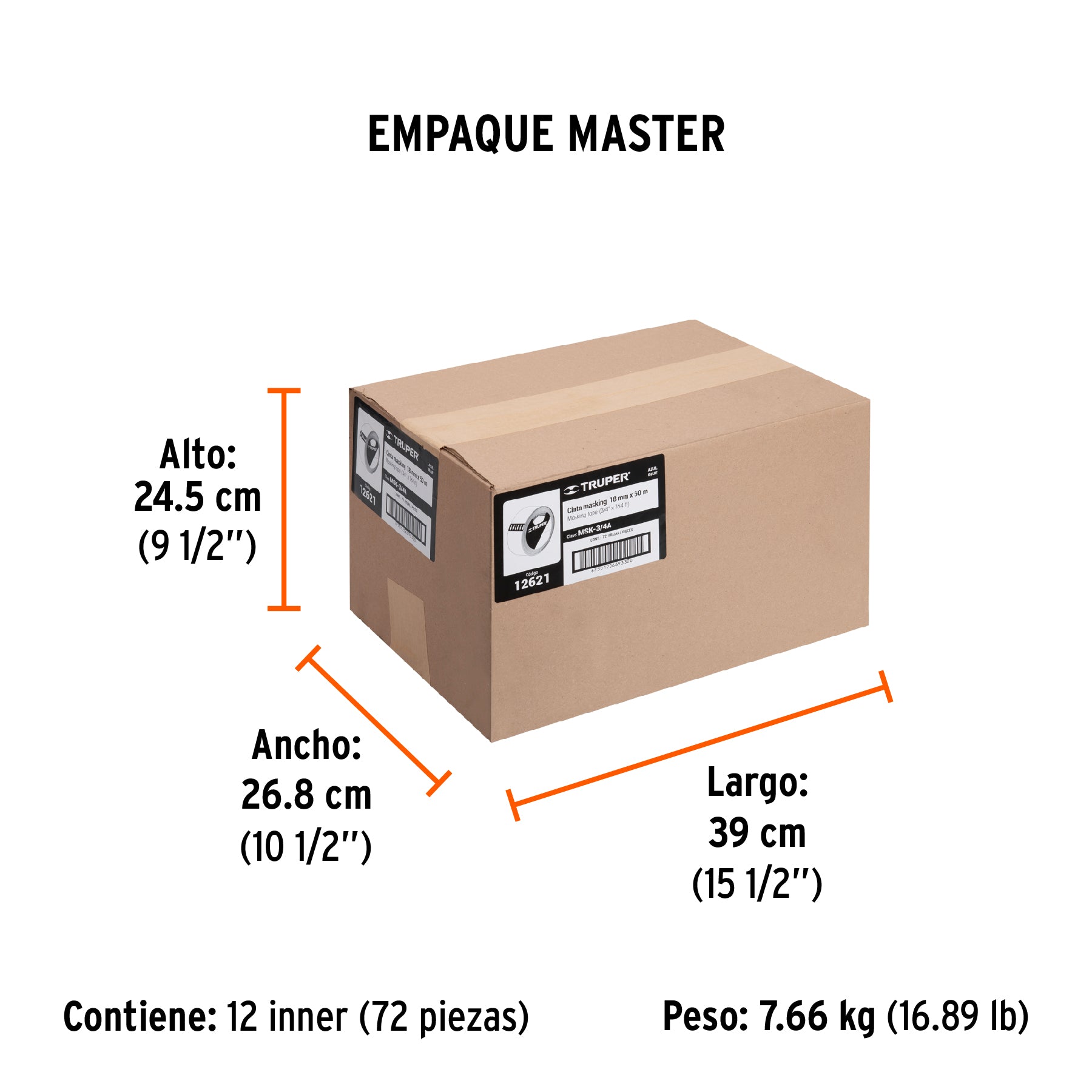 Masking tape, 3/4" x 50 m, azul