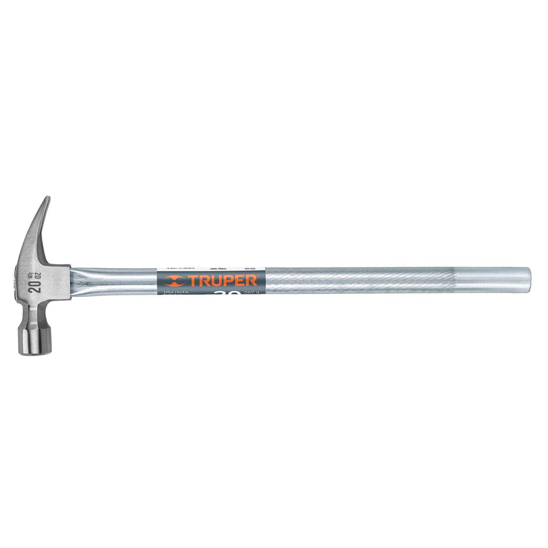 Martillo uña recta 20 oz, mango tubular, con alojamiento