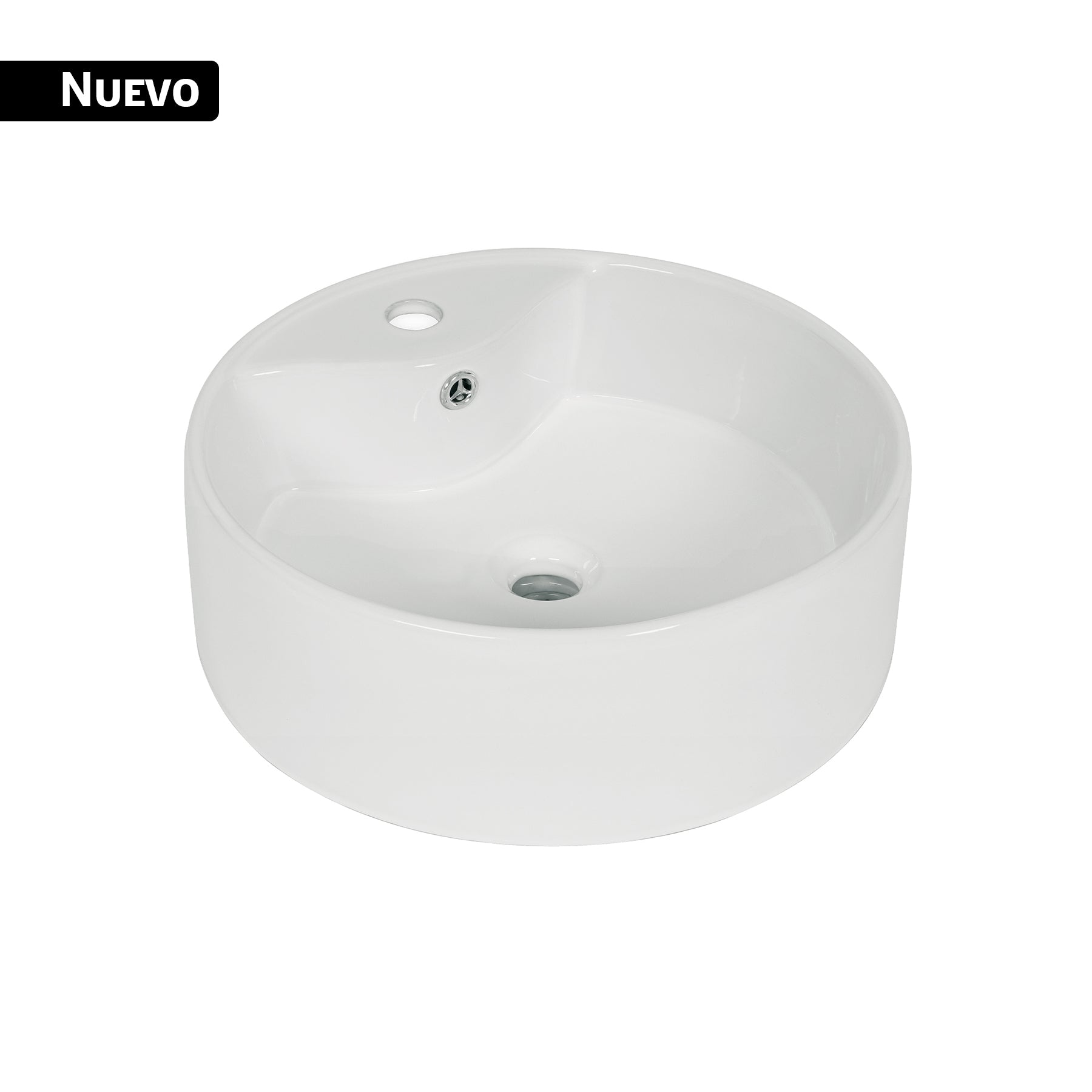 Lavabo de porcelana de sobreponer redondo, blanco, FOSET
