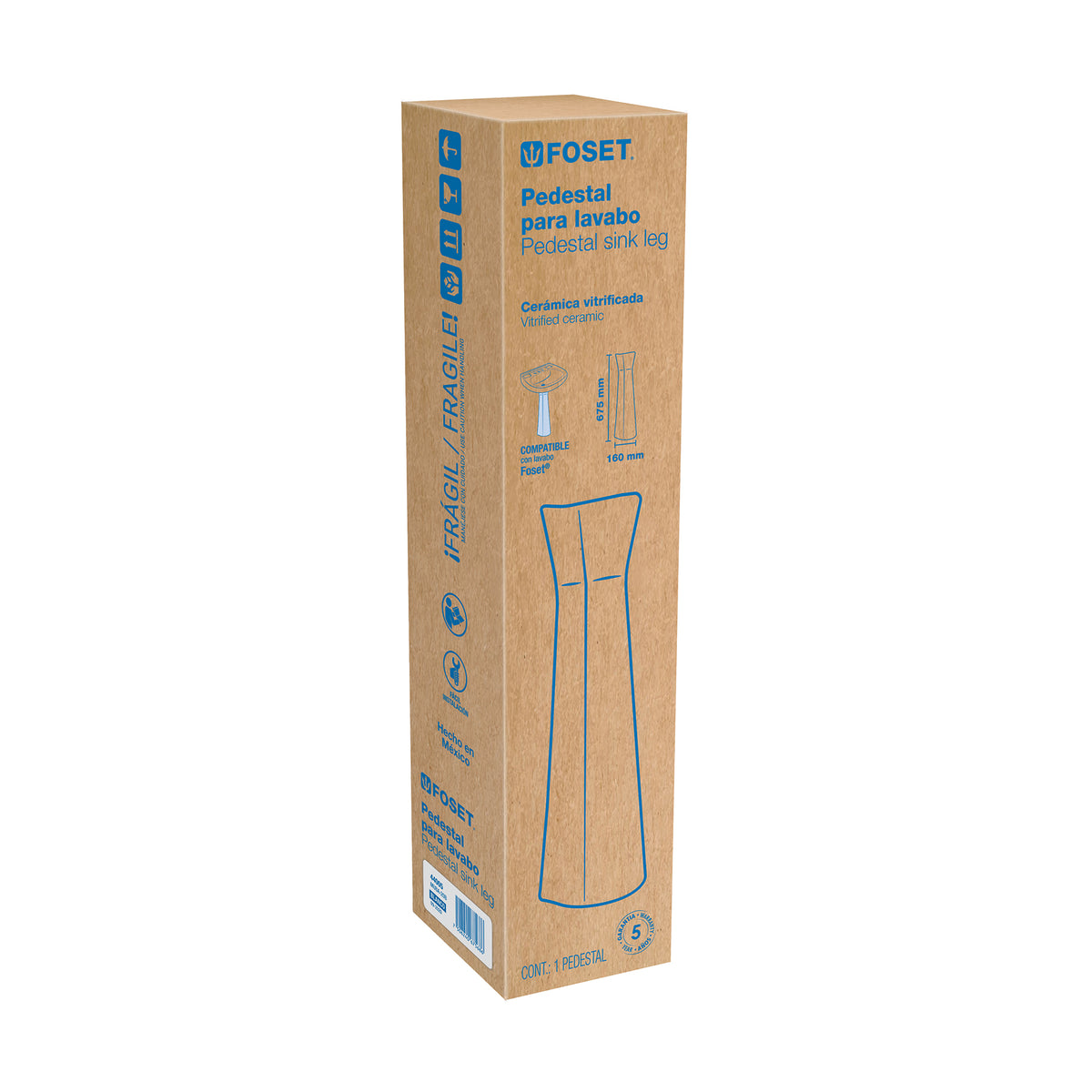 Pedestal cerámico para lavabo, blanco
