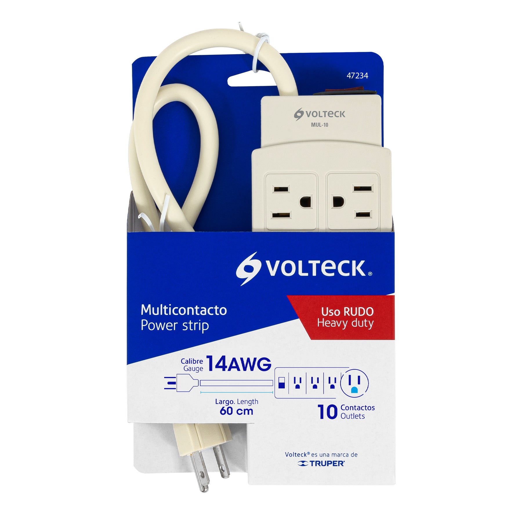 Multicontacto uso rudo, 10 entradas, 14 AWG