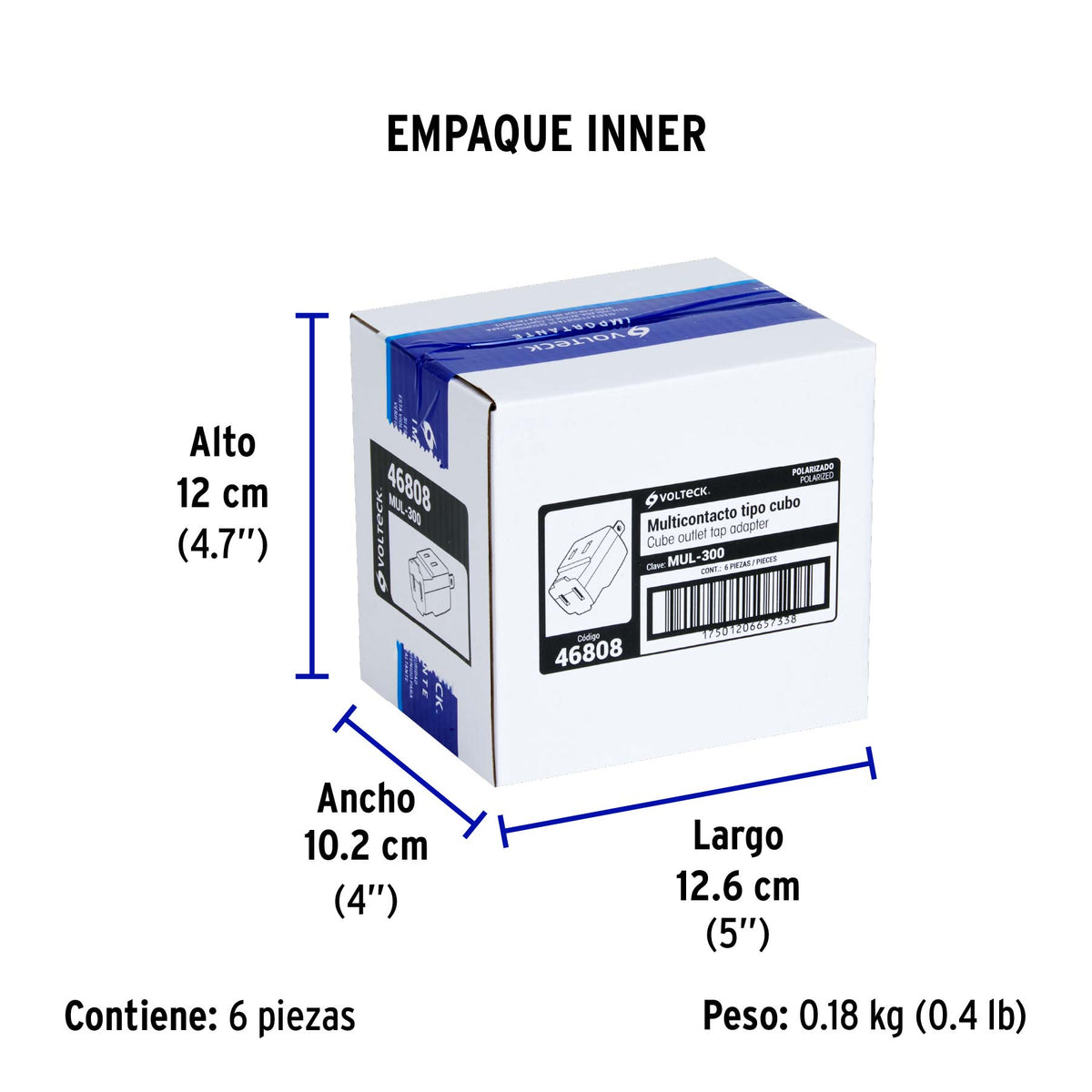 Multicontacto triple, tipo cubo, Volteck