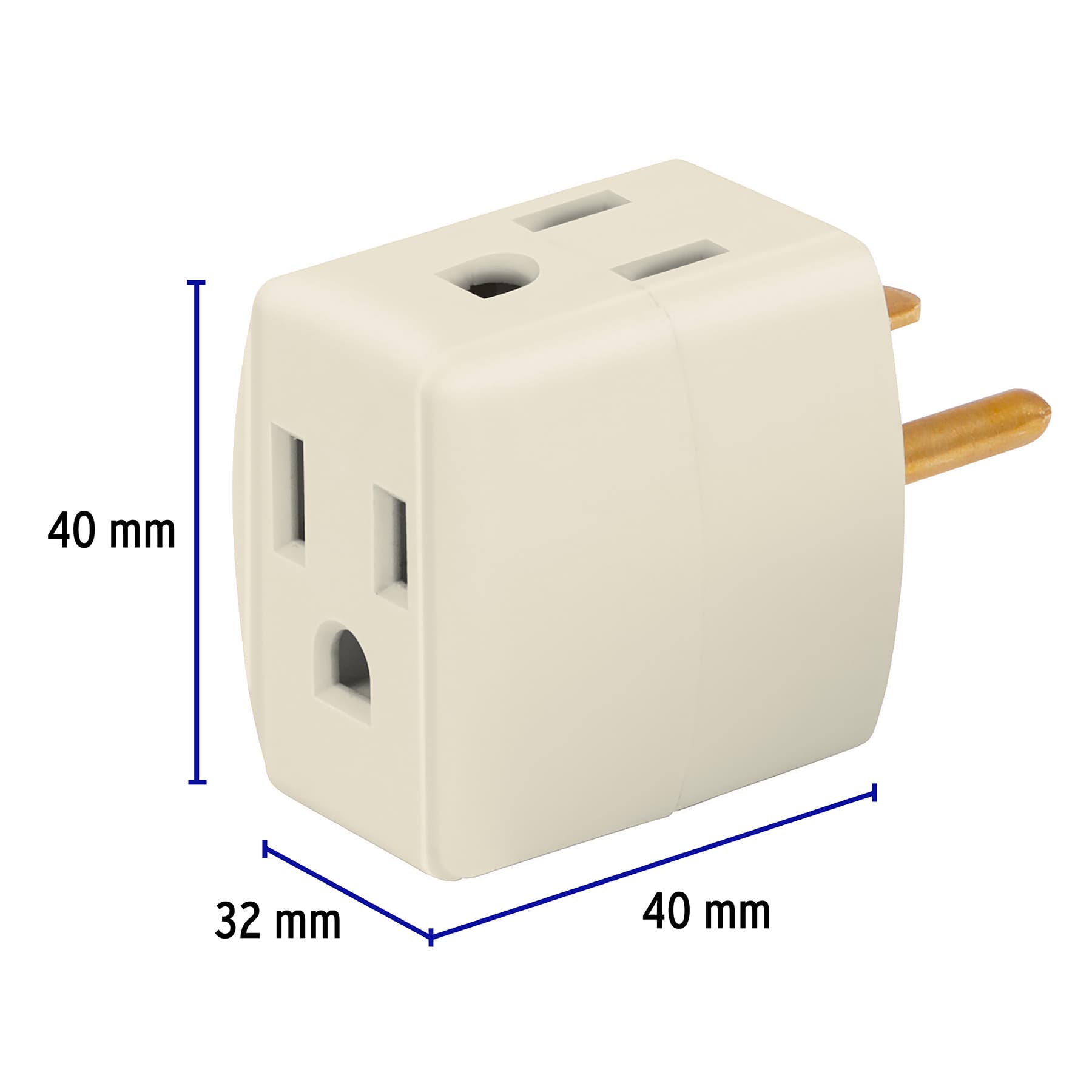 Multicontacto triple aterrizado, tipo cubo, Volteck