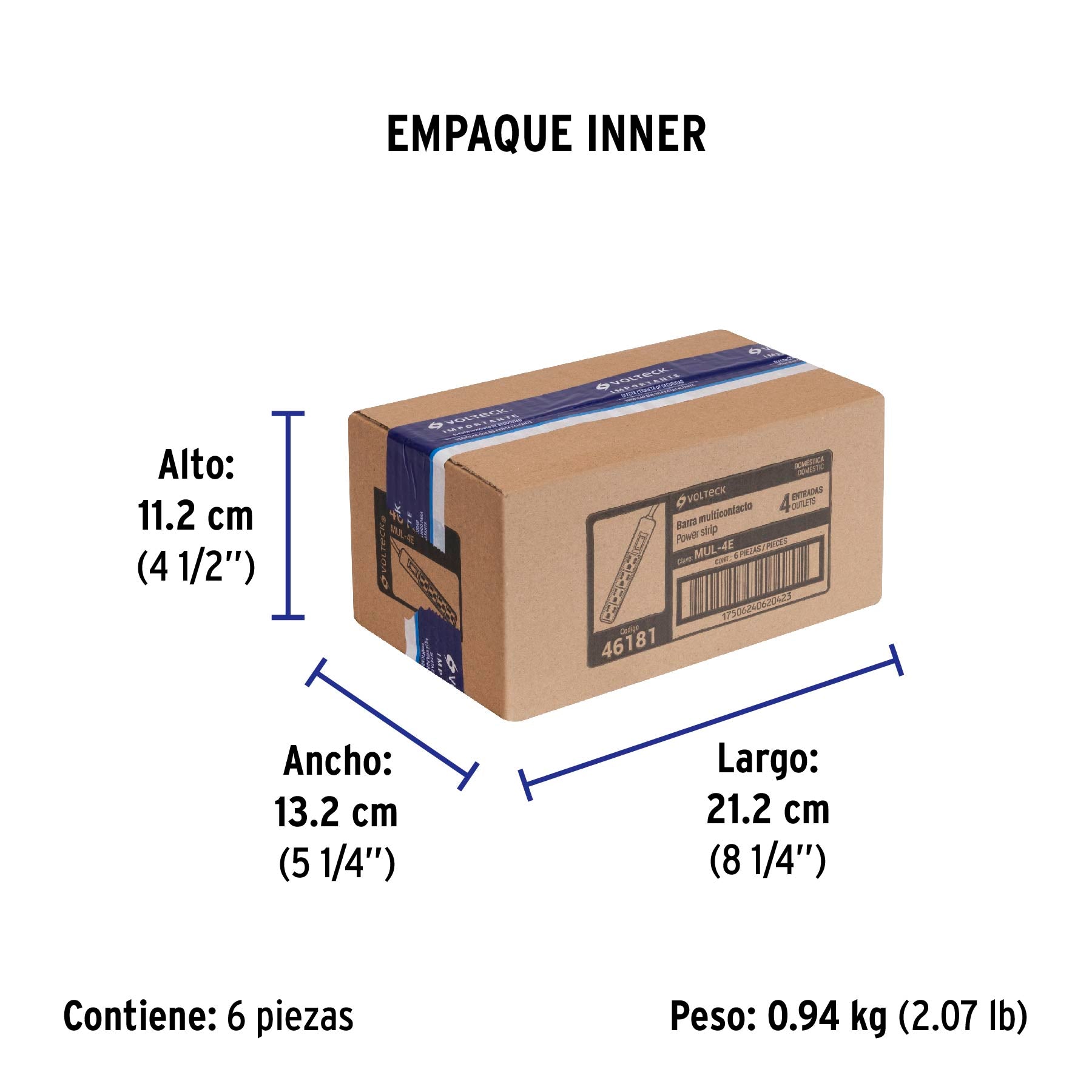 Multicontacto económico, 4 entradas, 16 AWG