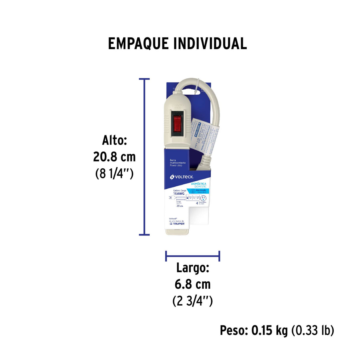 Multicontacto económico, 4 entradas, 16 AWG
