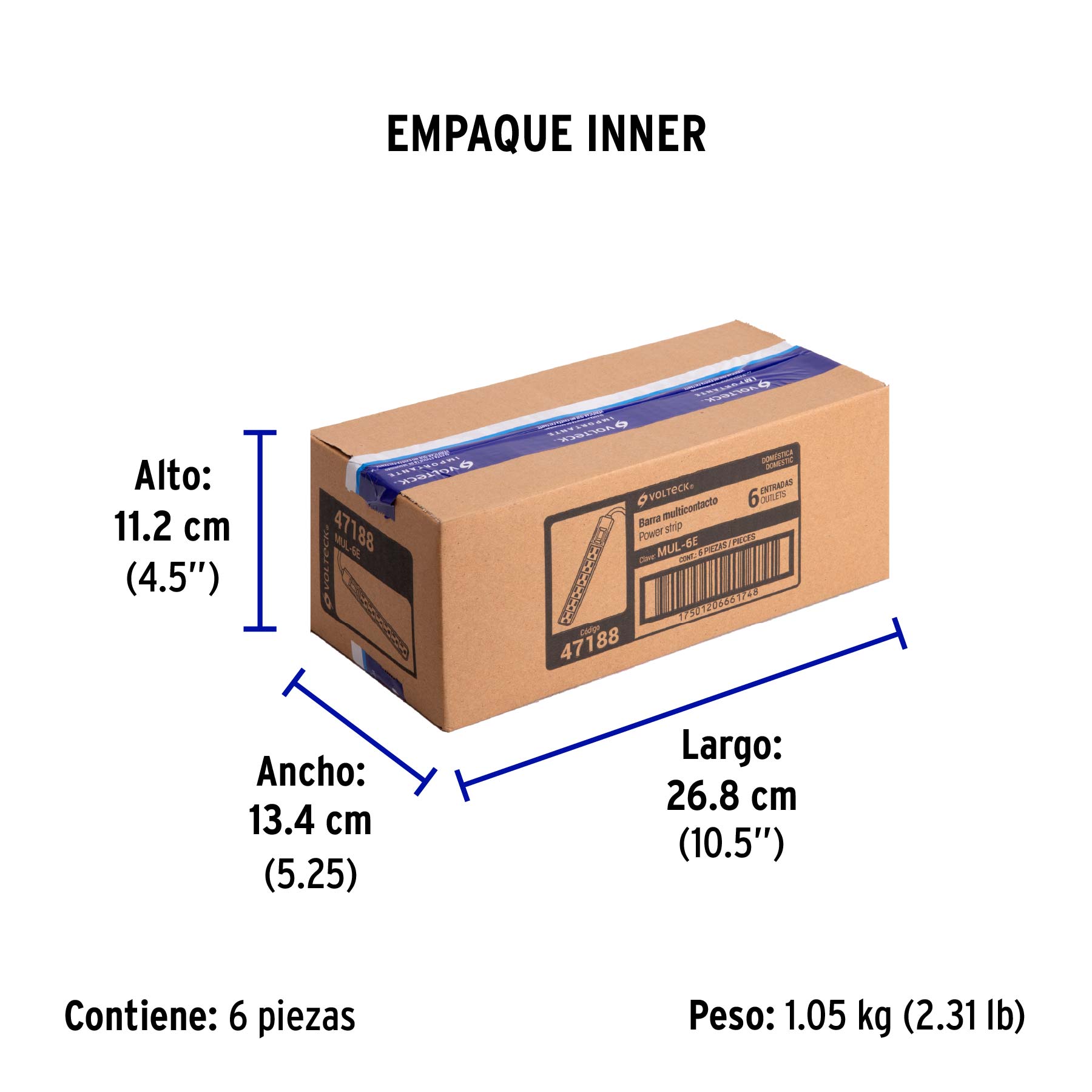 Multicontacto económico, 6 entradas,16 AWG