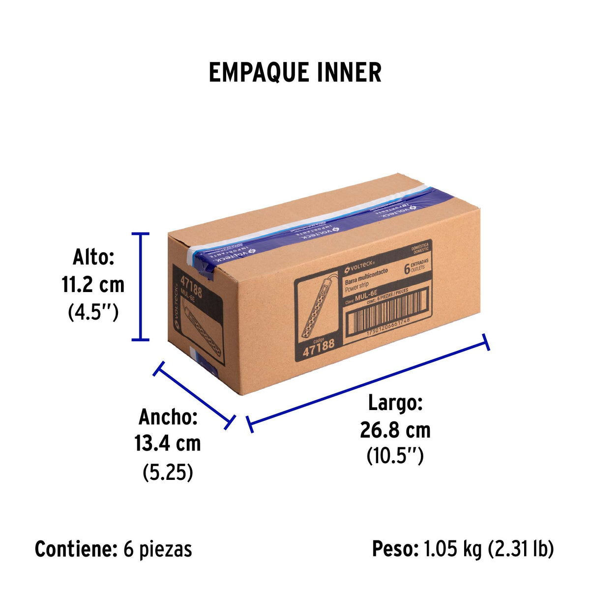 Multicontacto económico, 6 entradas,16 AWG