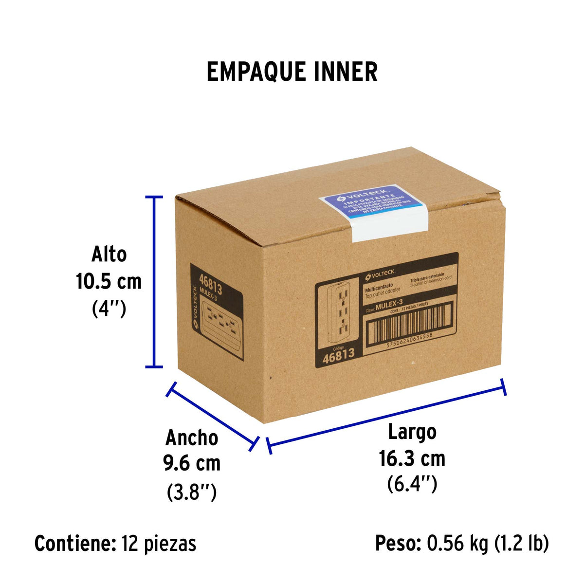 Multicontacto triple para extensión, 2 polos + tierra
