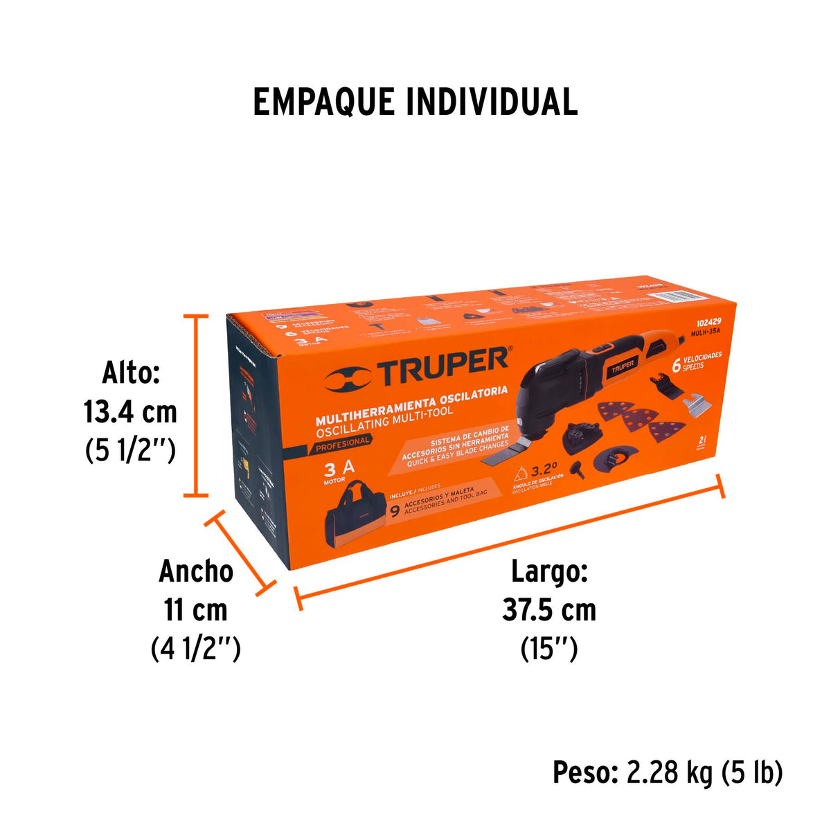 Multiherramienta 350W con 9 accesorios, TRUPER PRO