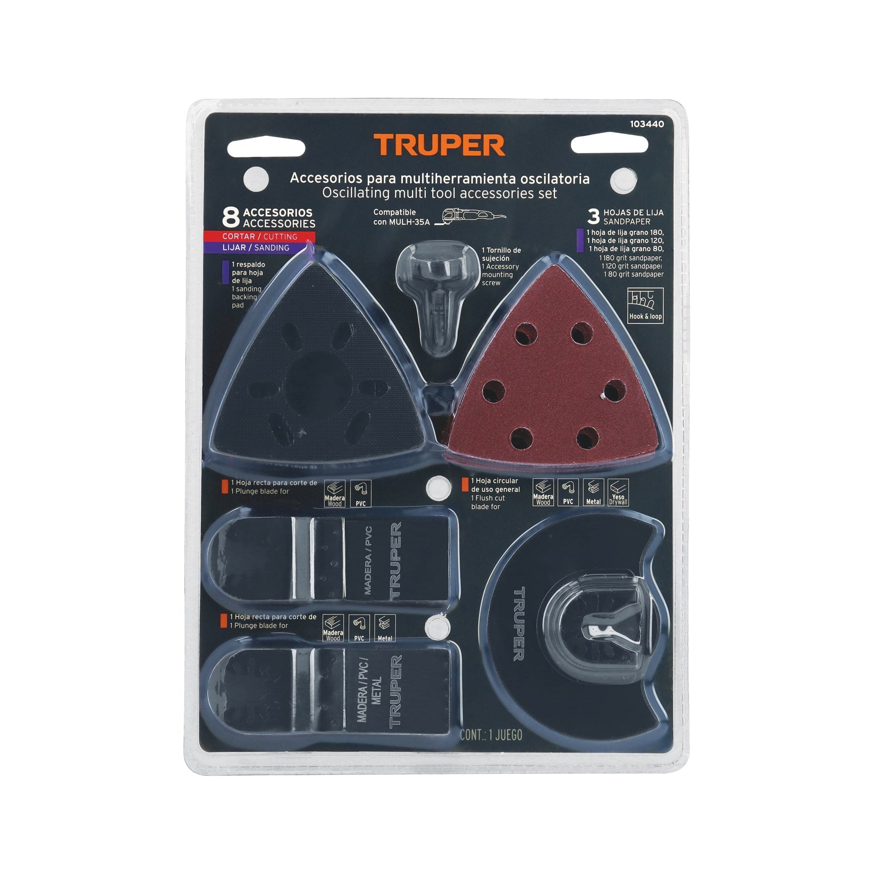 Kit con 8 accesorios para multiherramienta, TRUPER PRO
