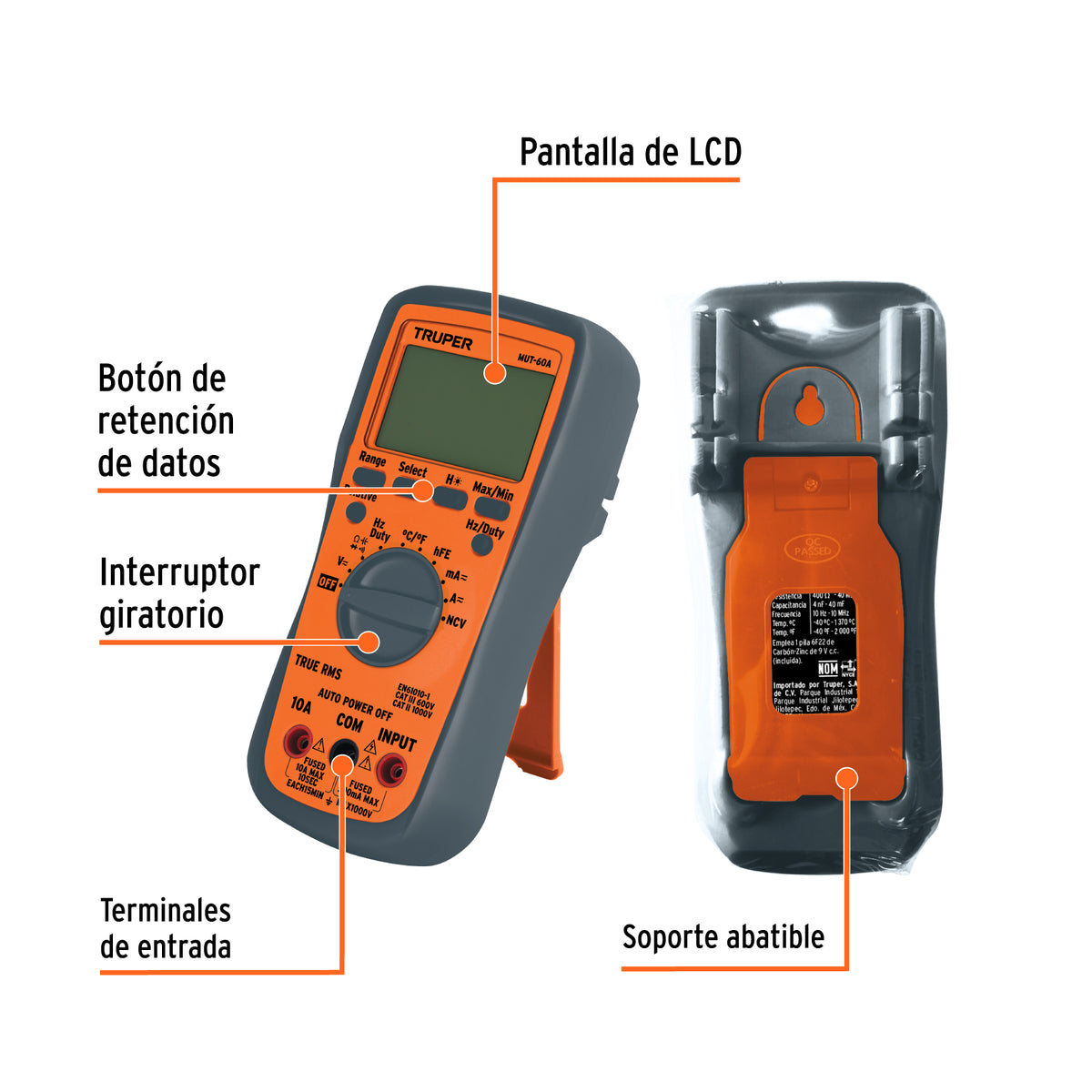 Multimetro profesional con RMS verdadero y auto rango Deluxe