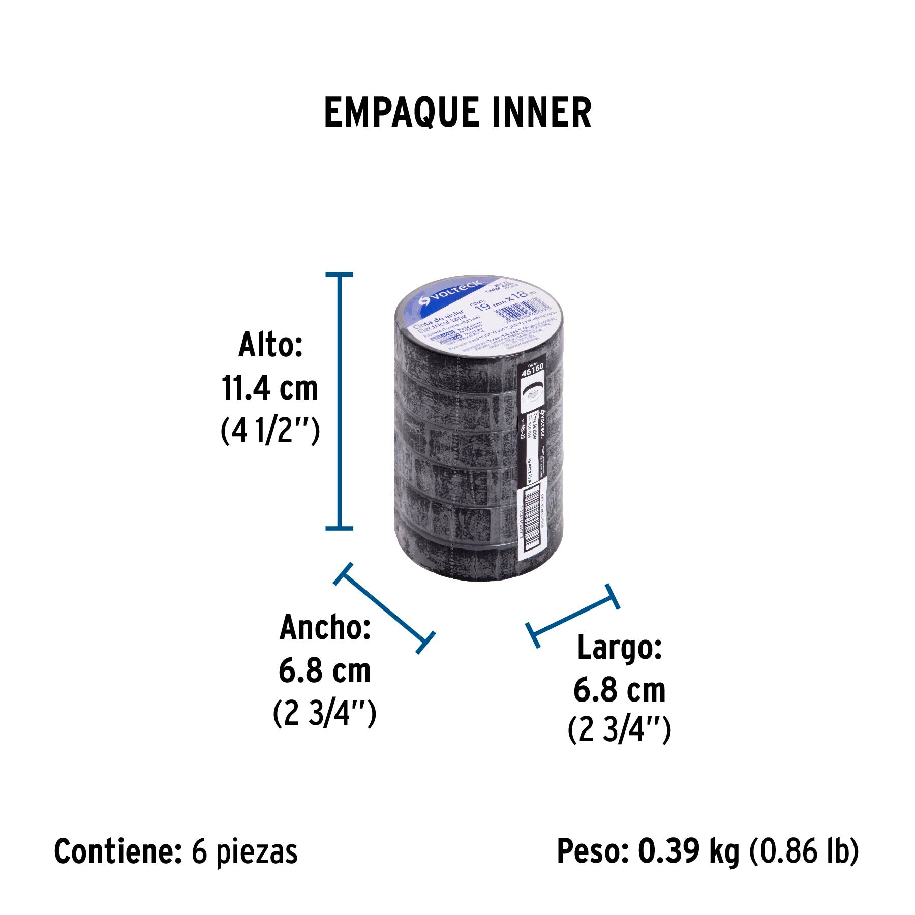 Cinta de aislar, # 33, 18 m, negra, Volteck