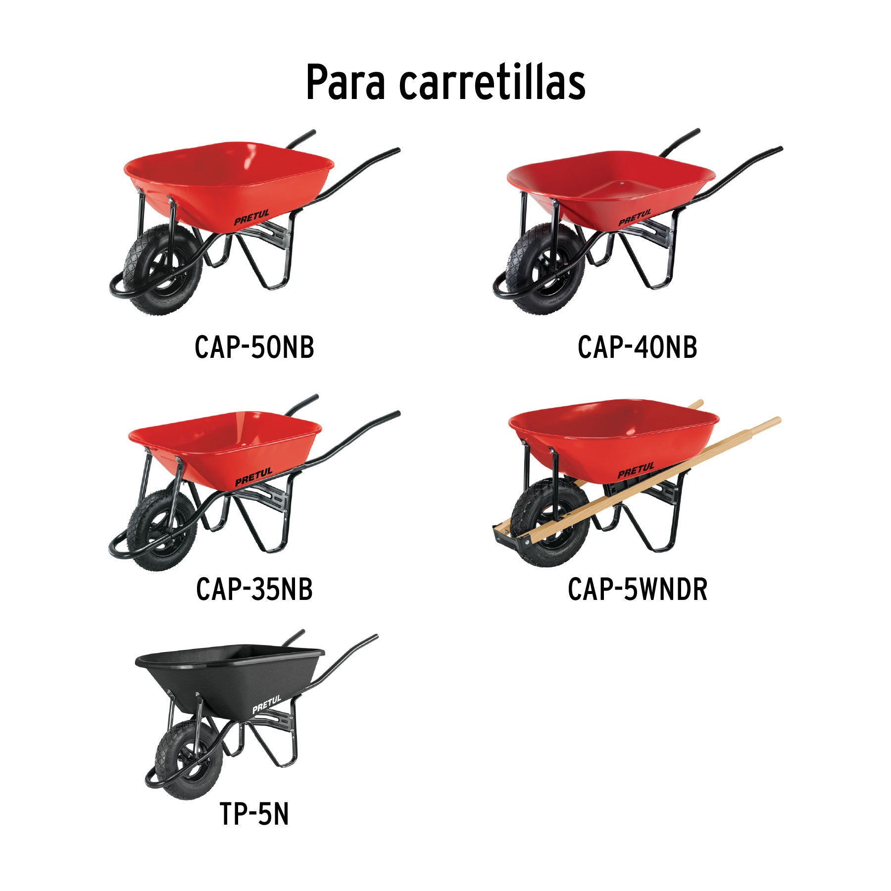 Llanta reforzada, 16" para carretilla, Pretul