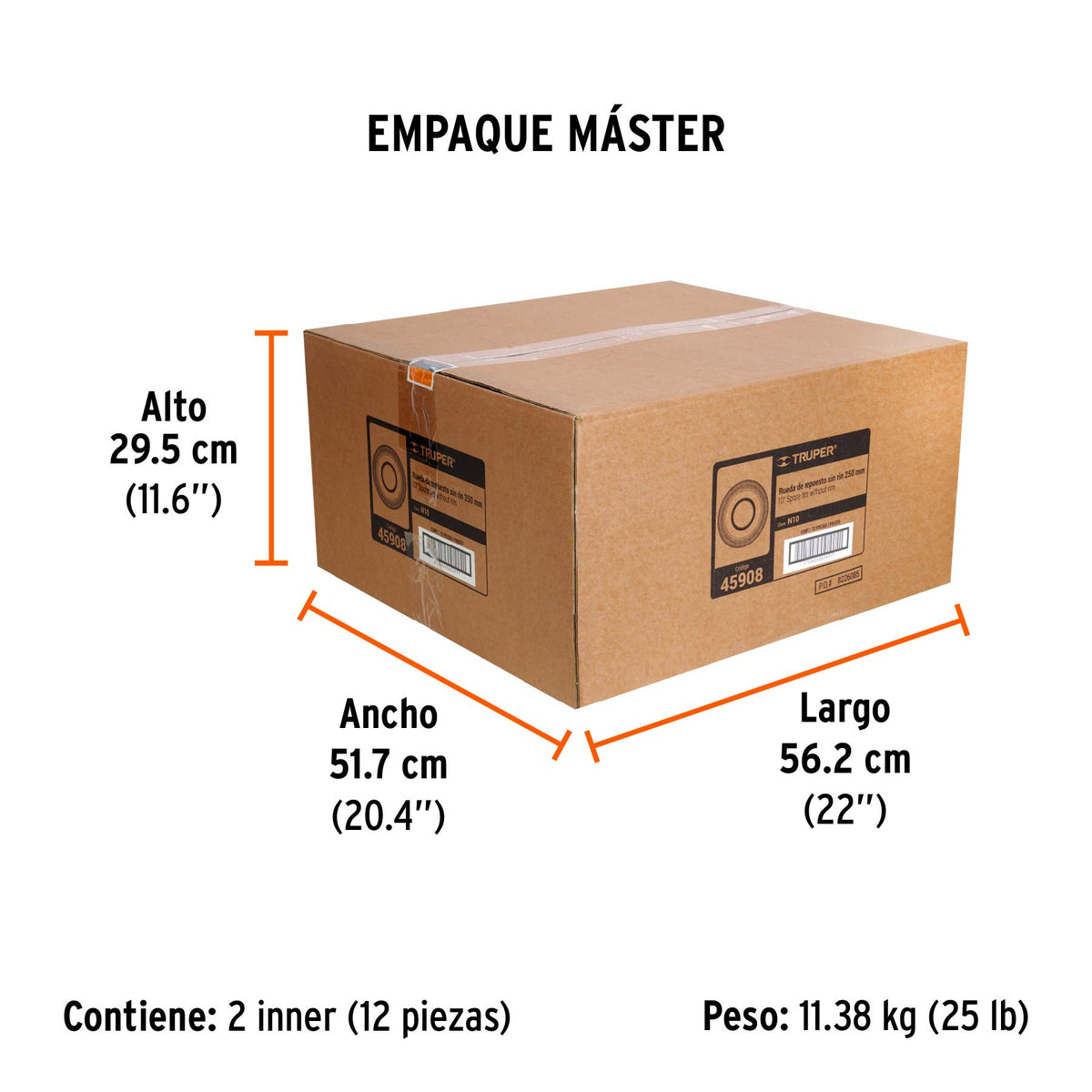 Rueda neumática de 10" sin cámara, TRUPER