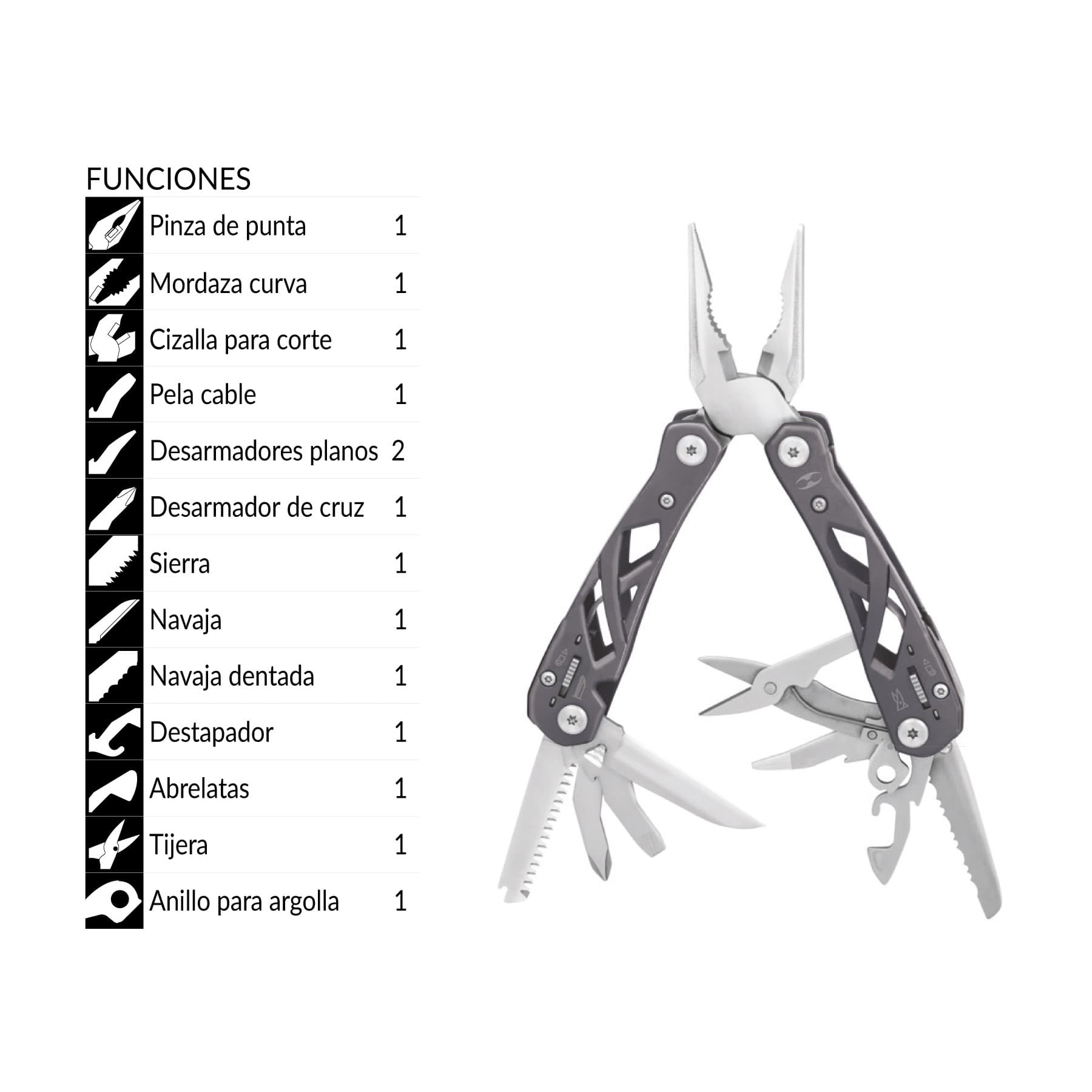 Multiherramienta con 14 funciones