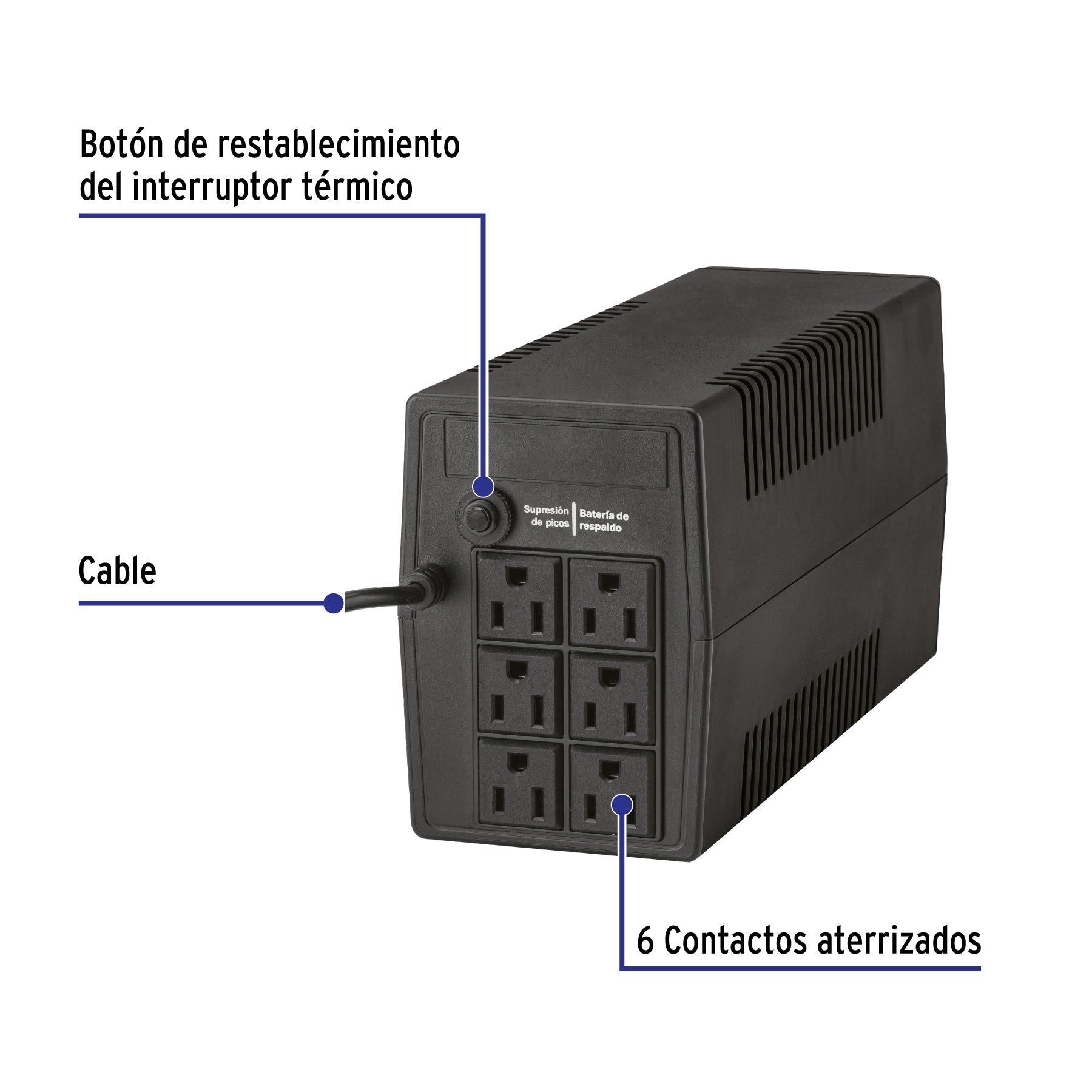 No Break 700 VA / 360 W con 6 contactos, Volteck