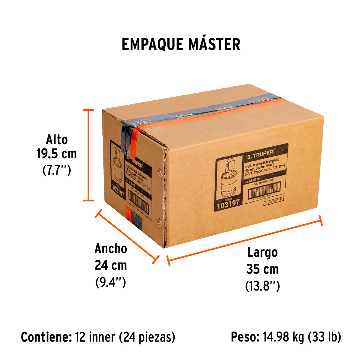 Nudo universal para dados de impacto cuadro 3/4', Truper