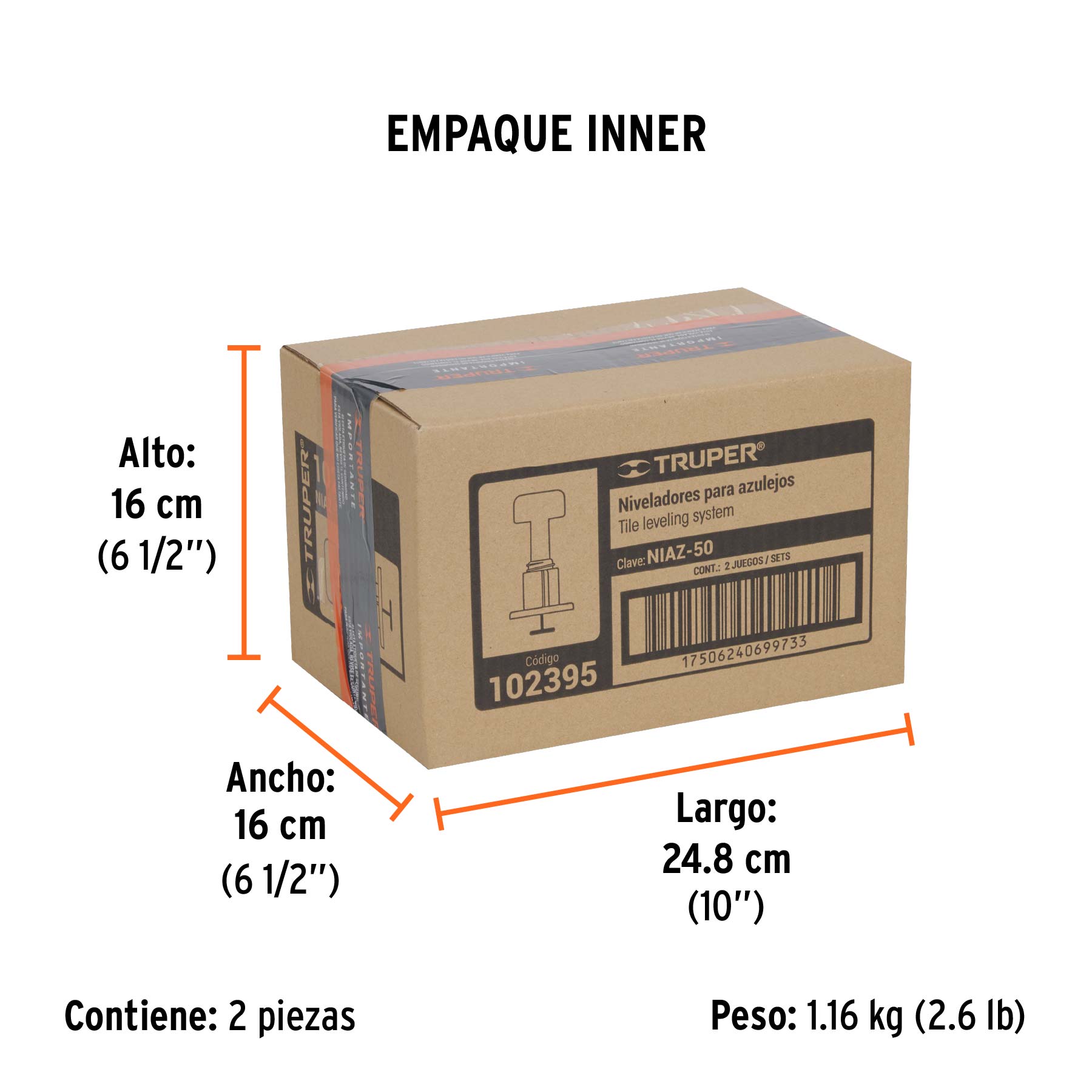 Bolsa con 50 niveladores para azulejos, Truper