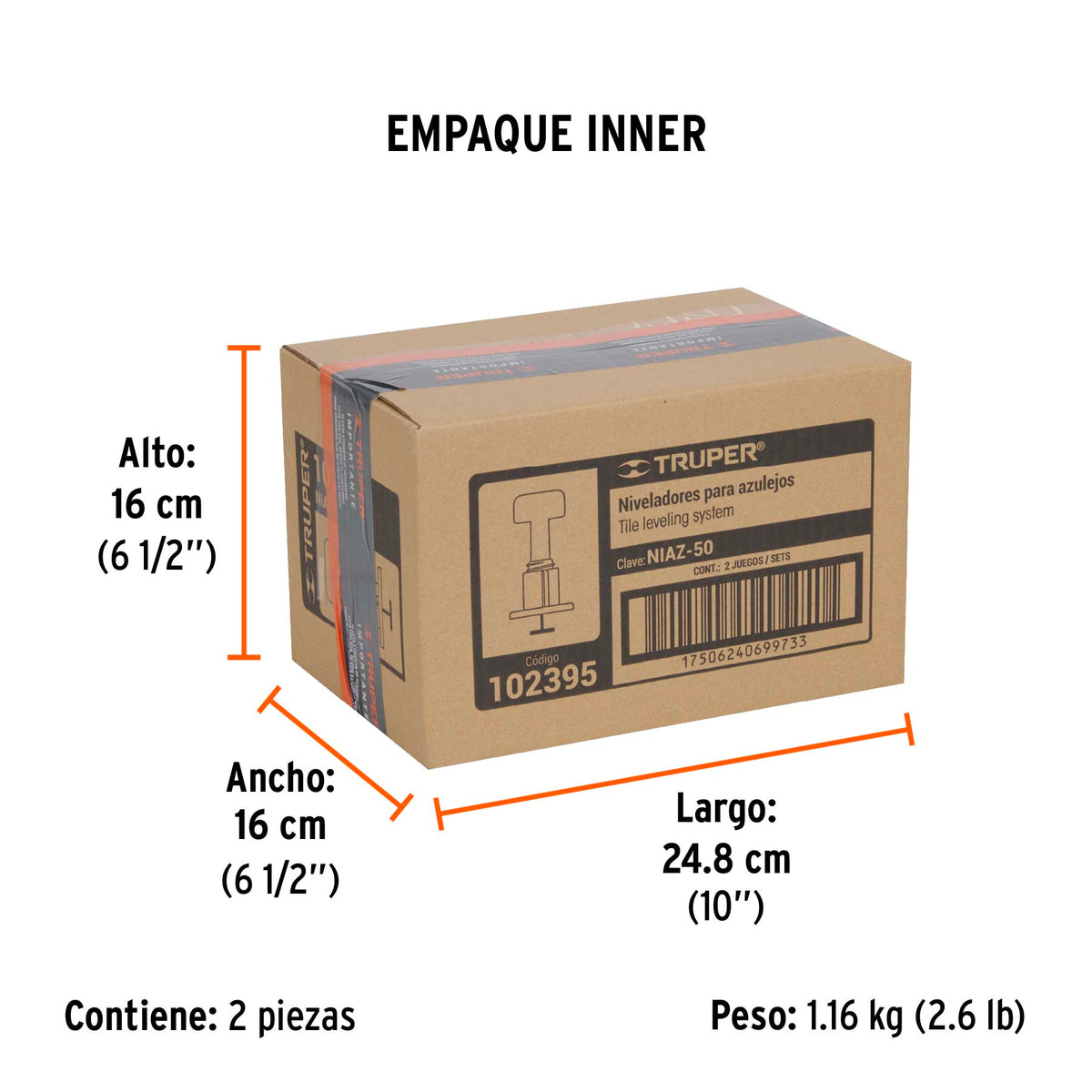 Bolsa con 50 niveladores de azulejos, TRUPER