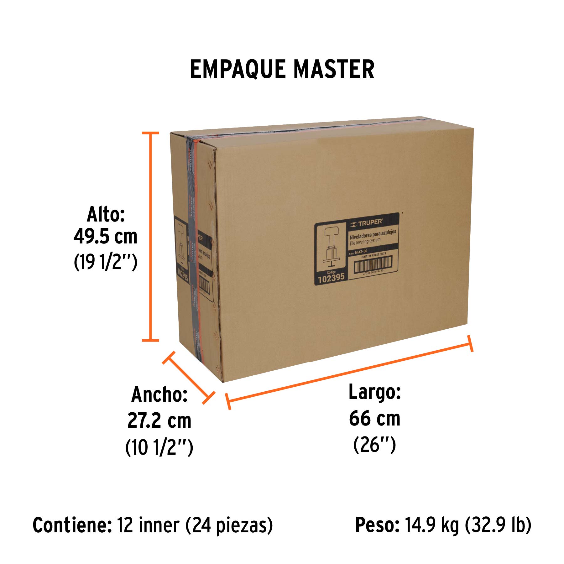 Bolsa con 50 niveladores para azulejos, Truper