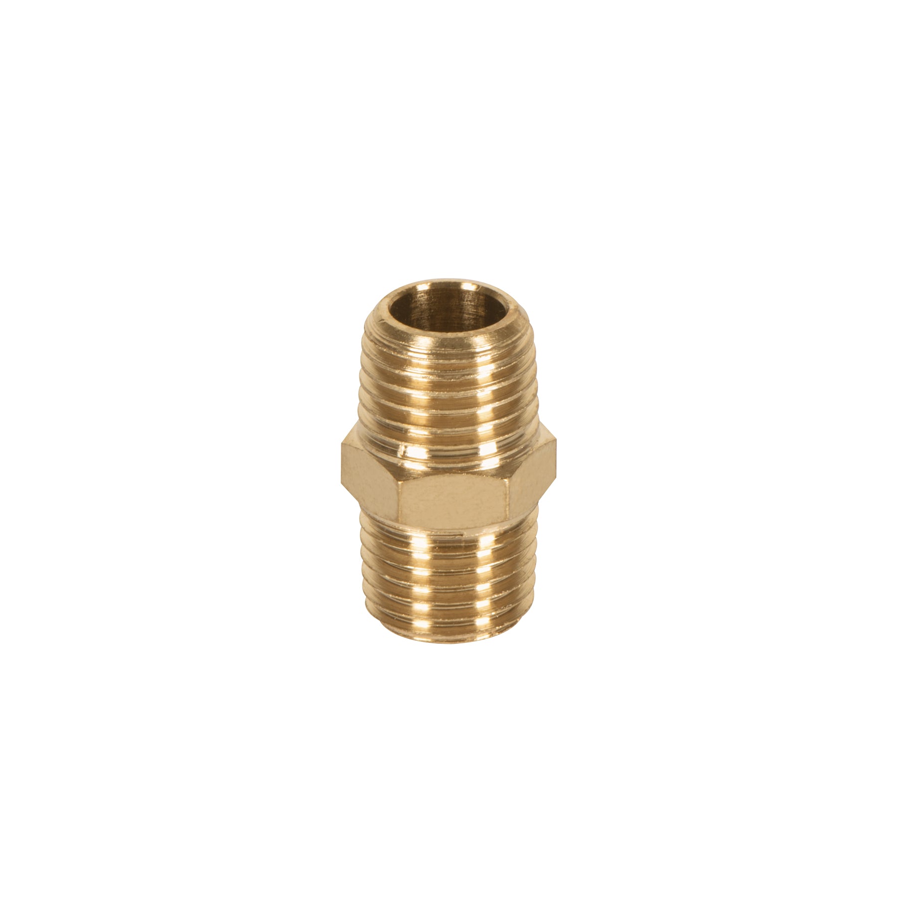 Niple de latón, tipo MM, cuerda 1/4 NPT