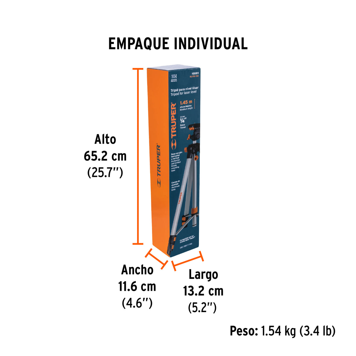 Tripié telescópico para nivel láser, altura max. 1.45 m