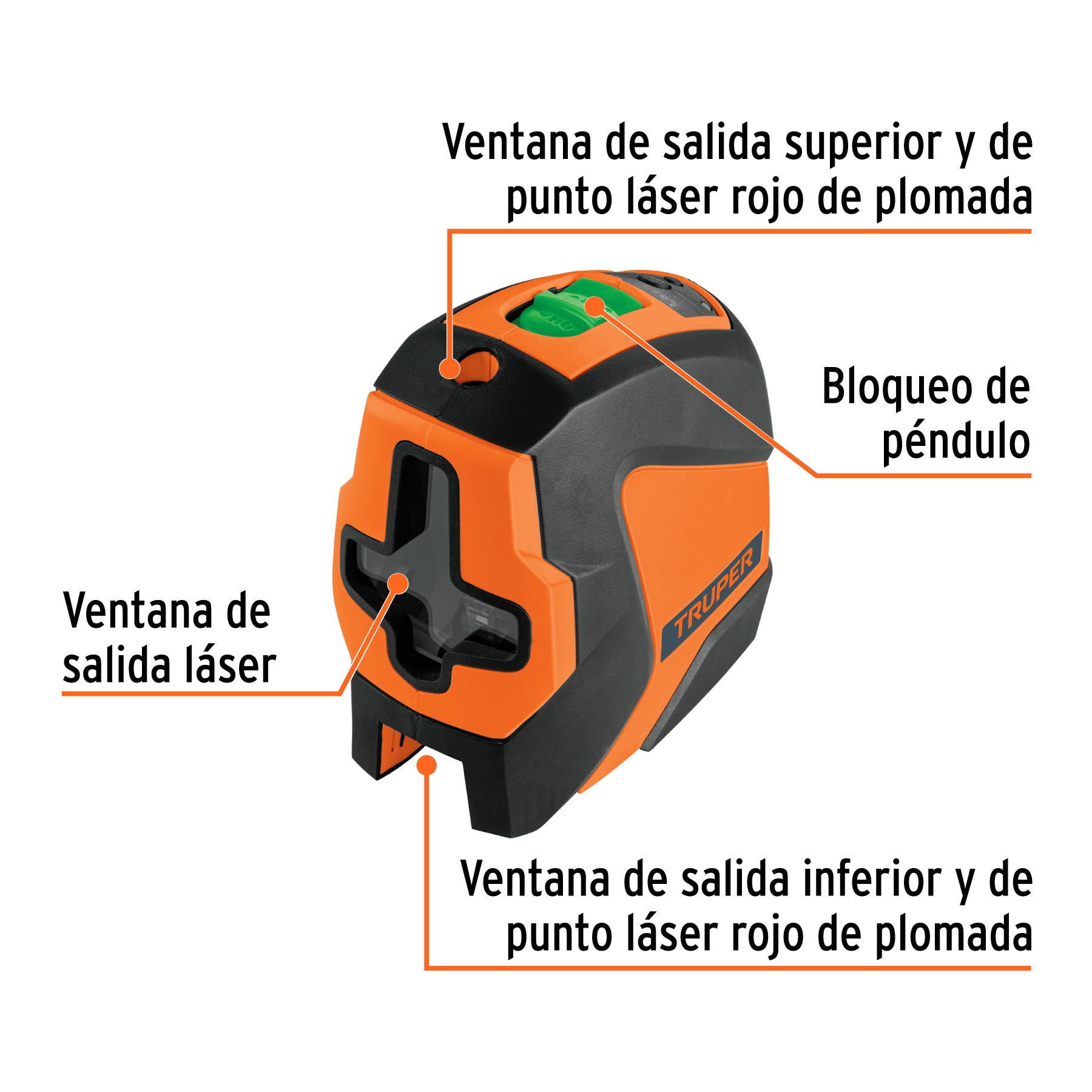 Nivel láser verde 30 m, con 2 puntos de plomada