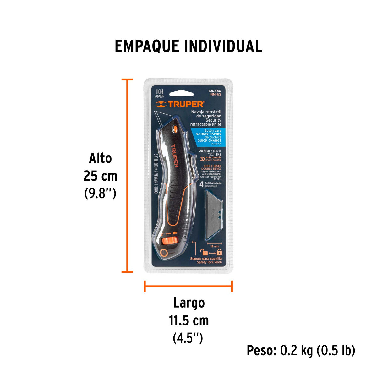 Navaja de seguridad retráctil, 6'