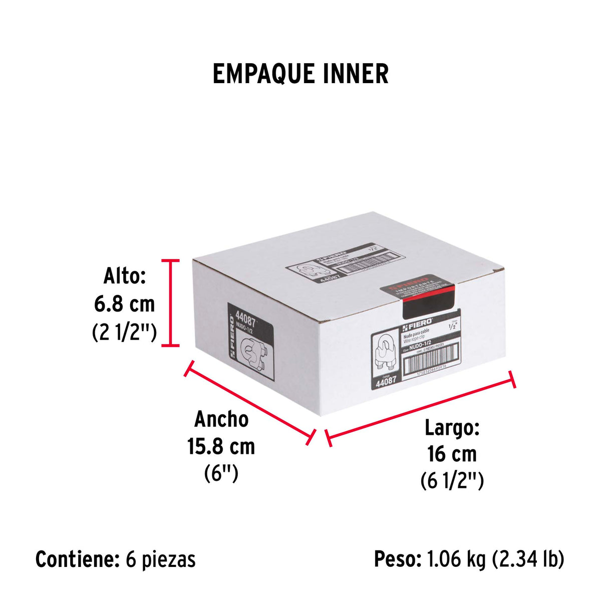 Nudo para cable de 1/2" tarjeta con 1 pza