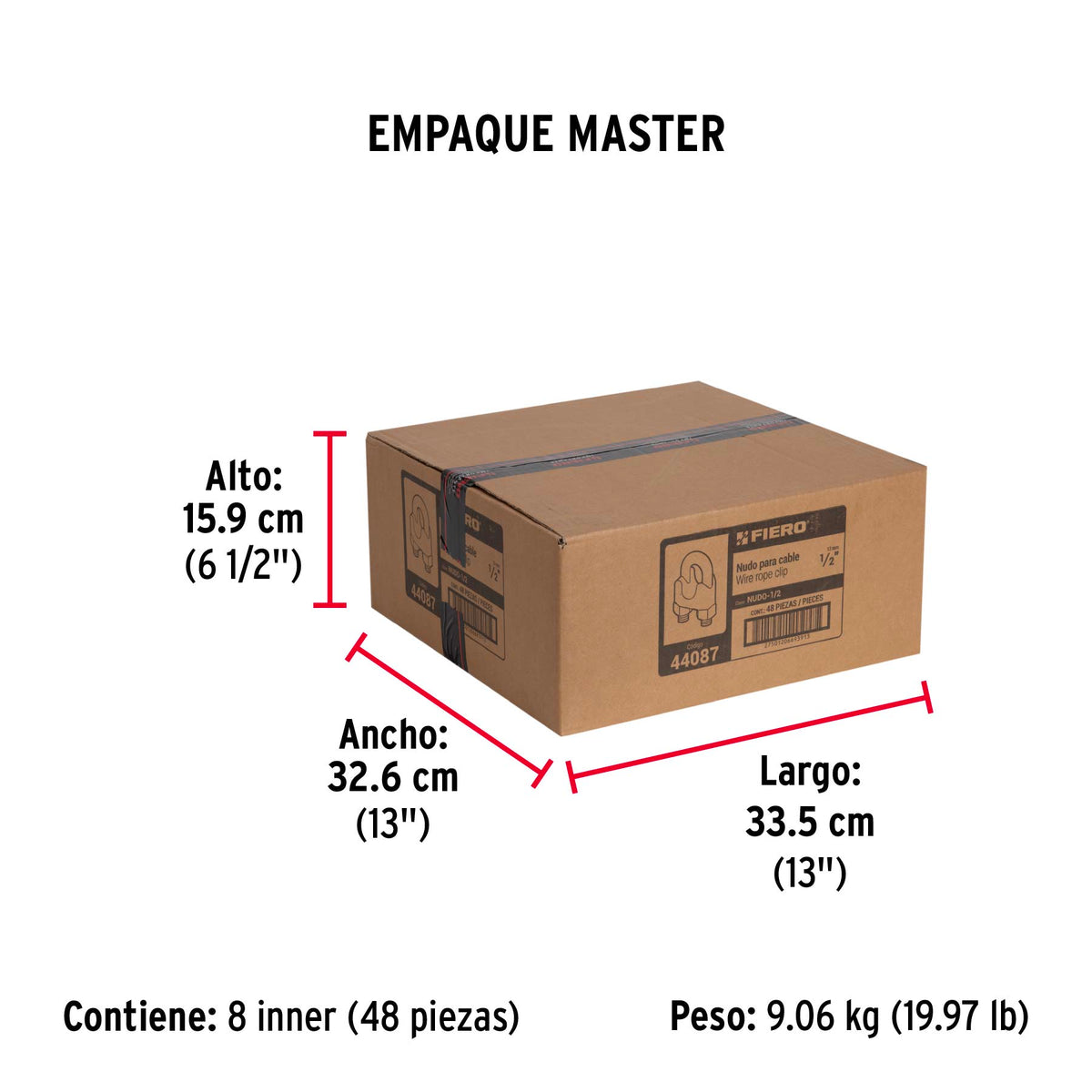 Nudo para cable de 1/2" tarjeta con 1 pza