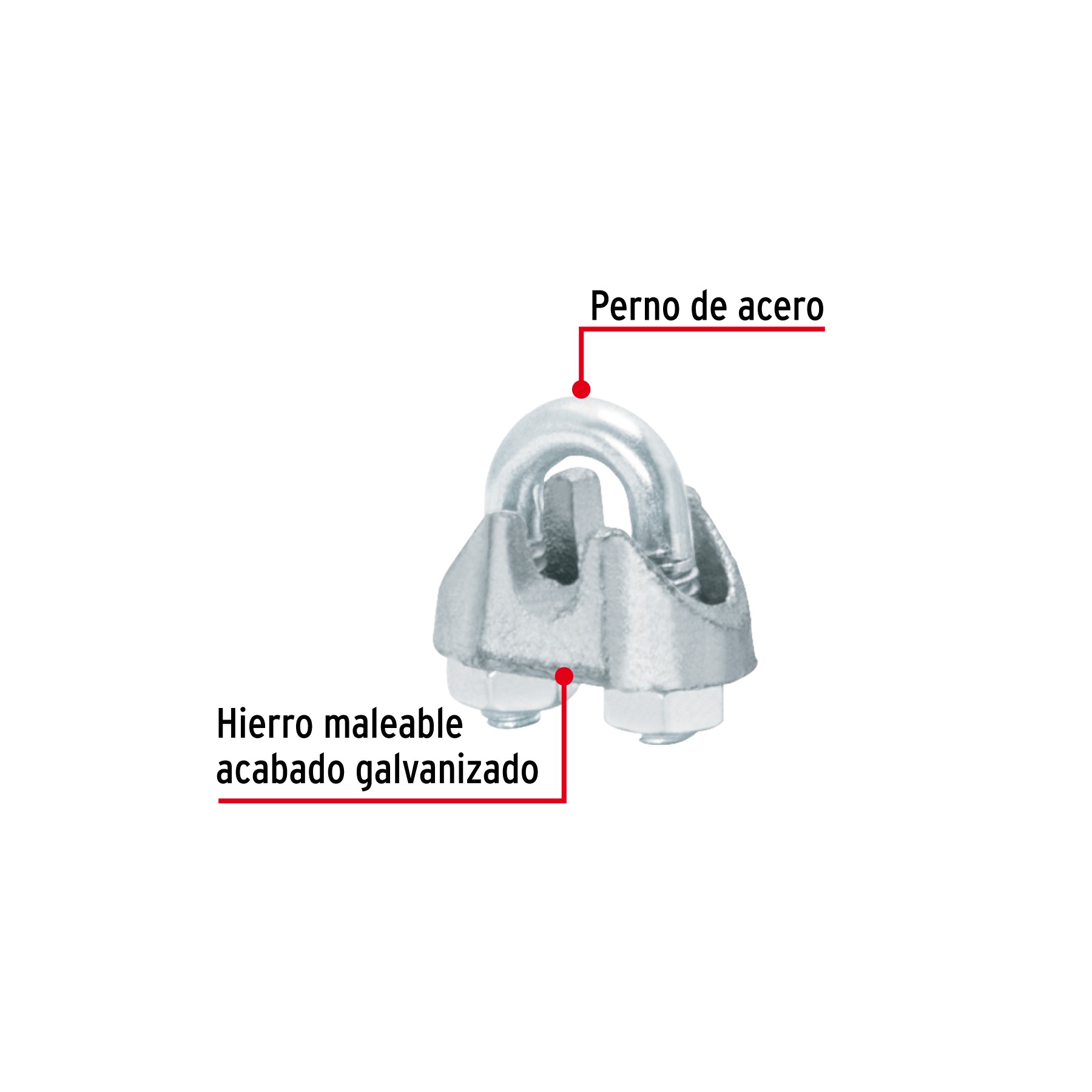 Bolsa con 100 nudos (perros) de hierro para cable de 1/8'