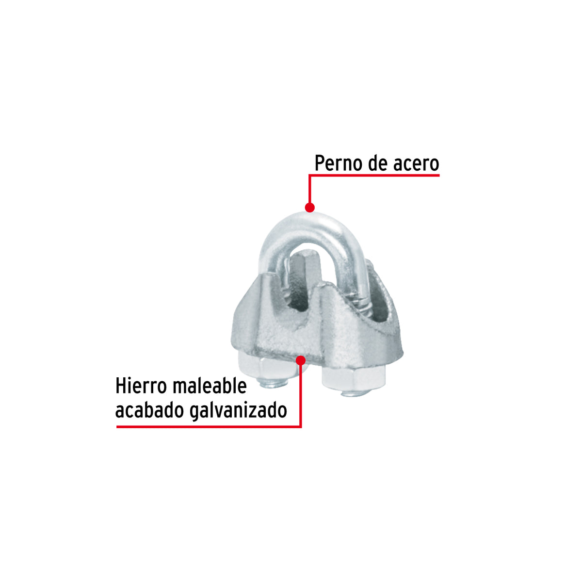 Bolsa con 100 nudos (perros) de hierro para cable de 1/8'