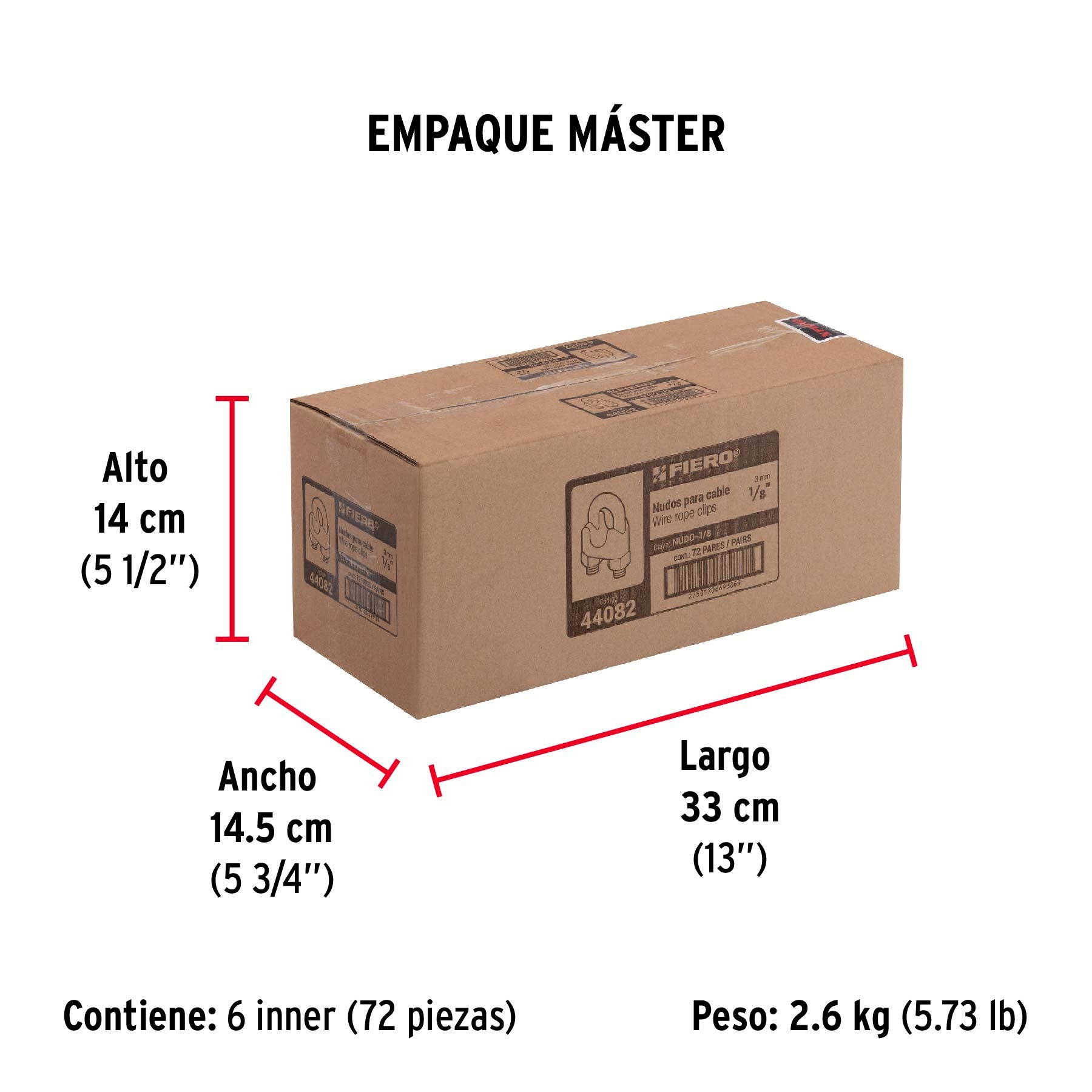 Nudo para cable de 1/8" tarjeta con 2 pzas