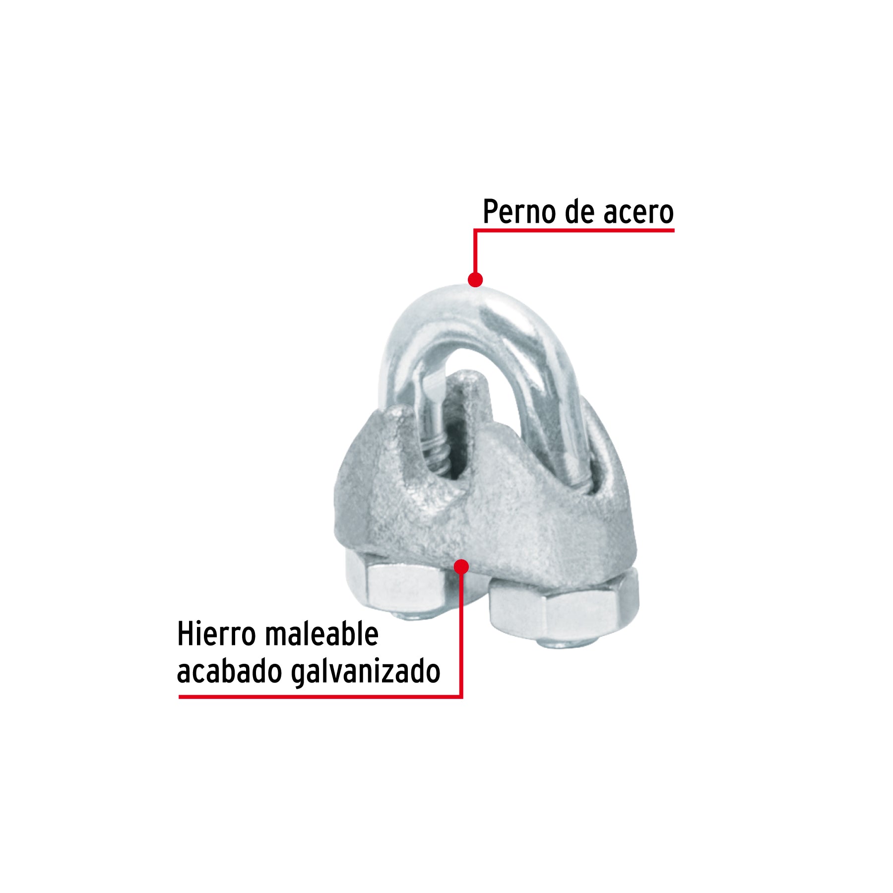 Bolsa con 50 nudos (perros) de hierro para cable de 3/16'