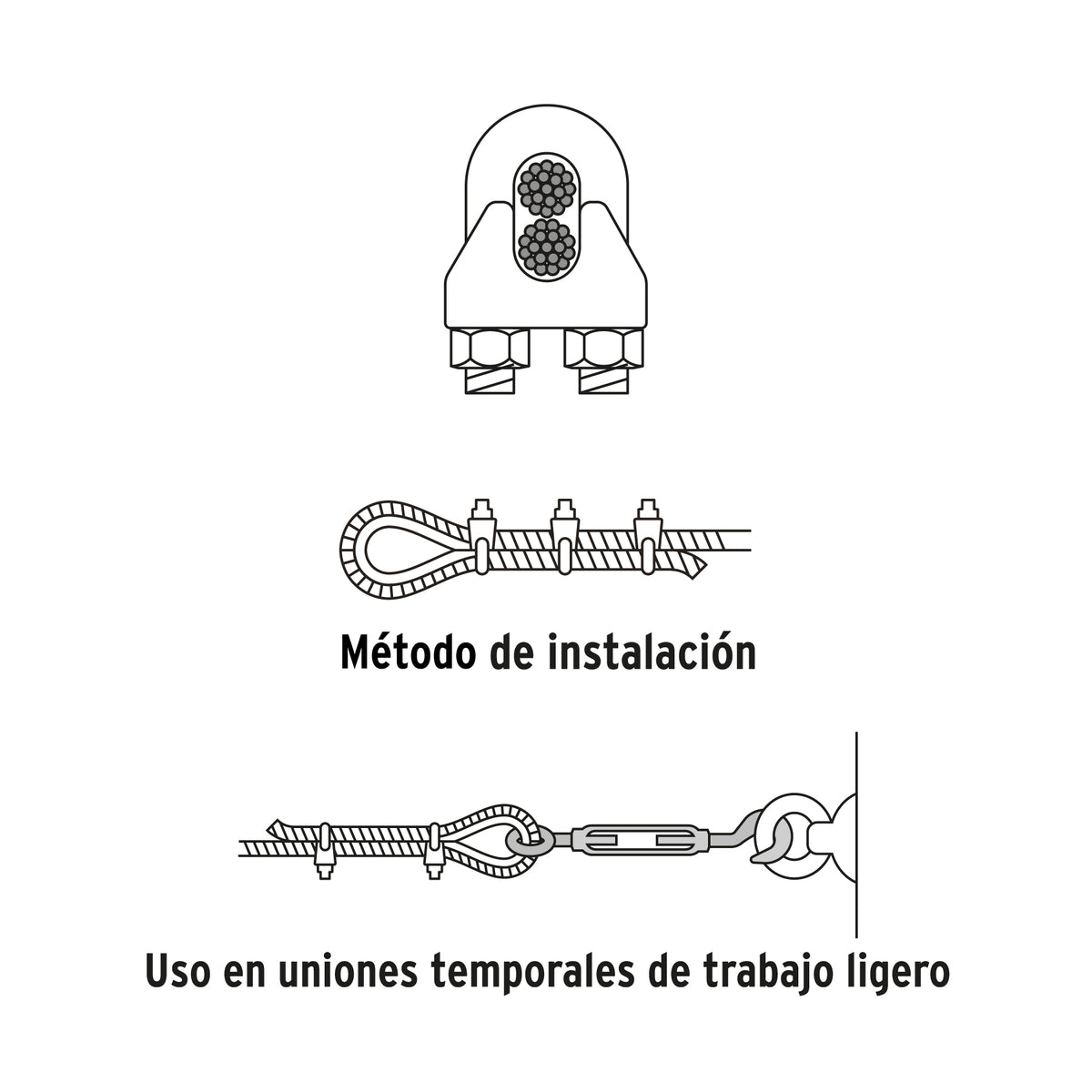 Nudo para cable de 3/16" tarjeta con 2 pzas