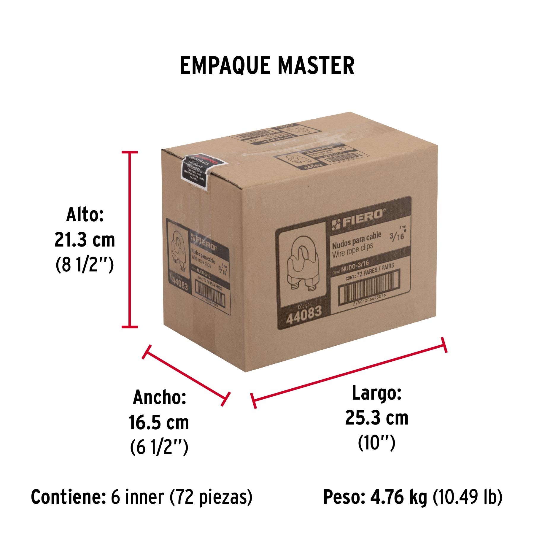 Nudo para cable de 3/16" tarjeta con 2 pzas