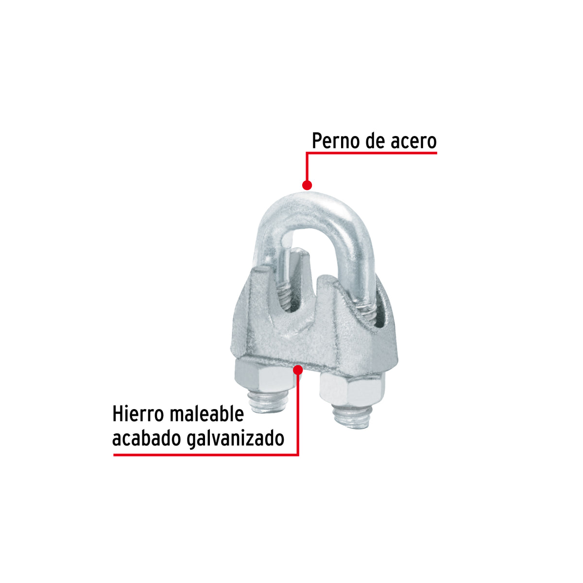 Bolsa con 20 nudos (perros) de hierro para cable de 3/8'