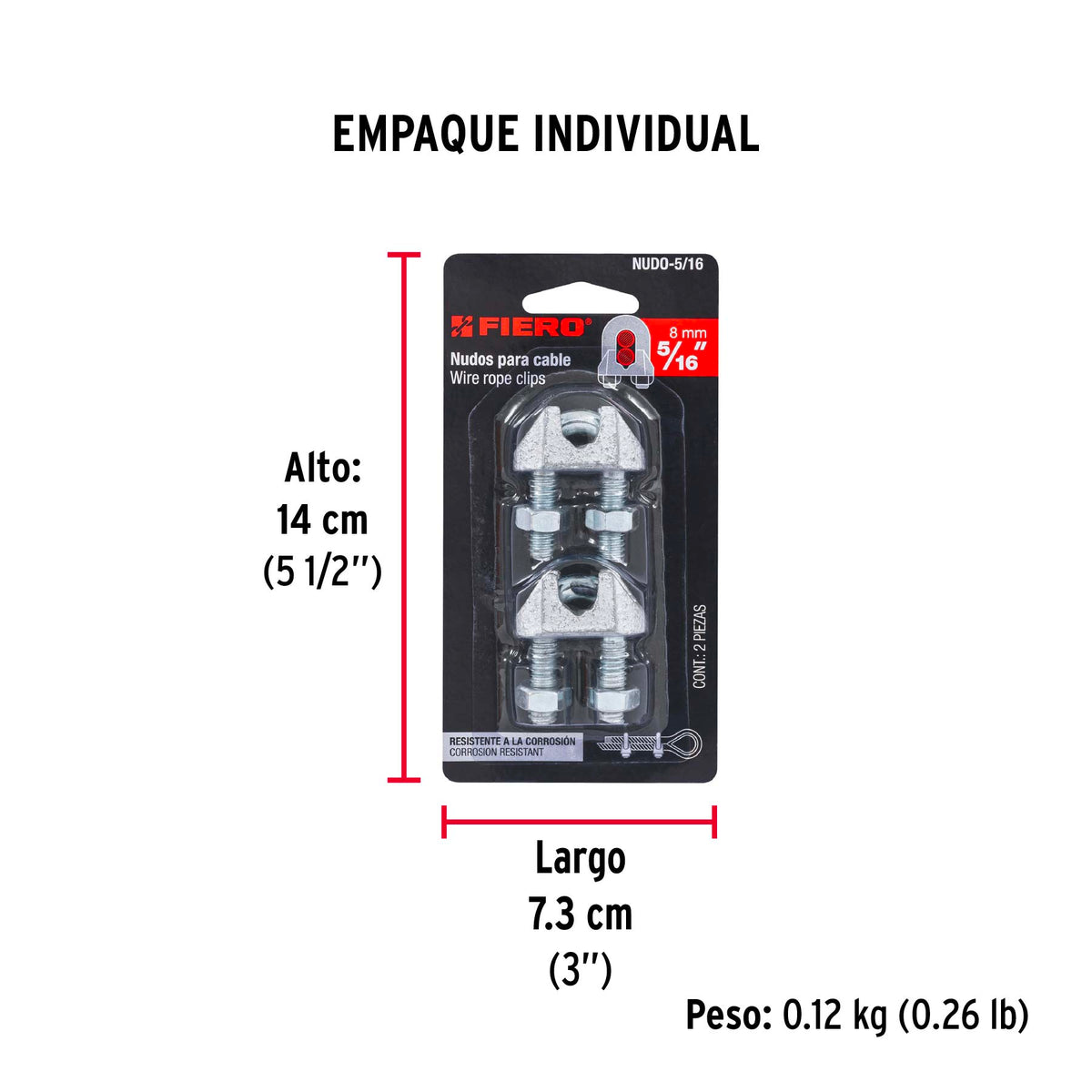 Nudo para cable de 5/16" tarjeta con 2 pzas