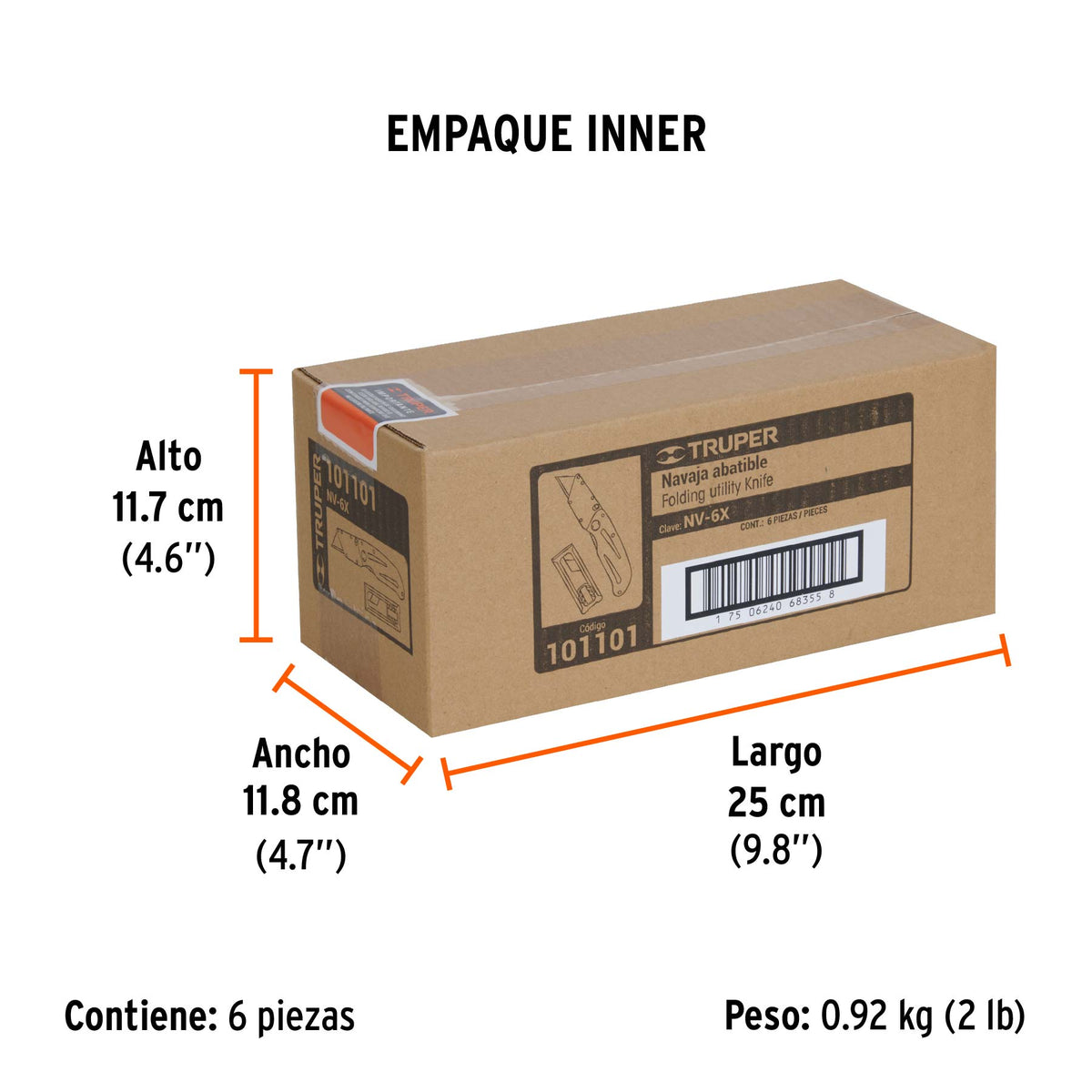 Navaja abatible 6" cuerpo de aluminio y acero inox, TRUPER