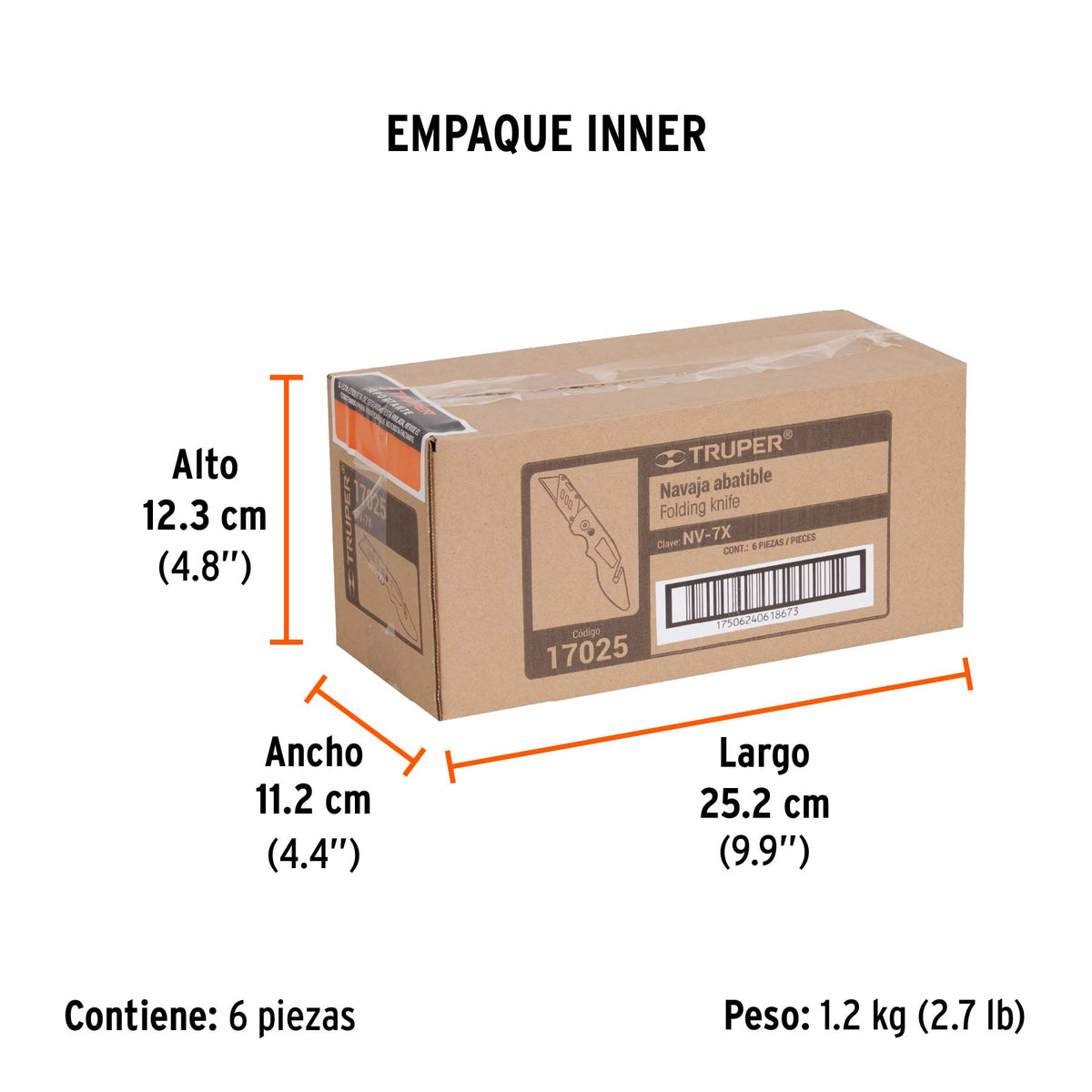 Navaja 7" abatible, cuerpo metálico