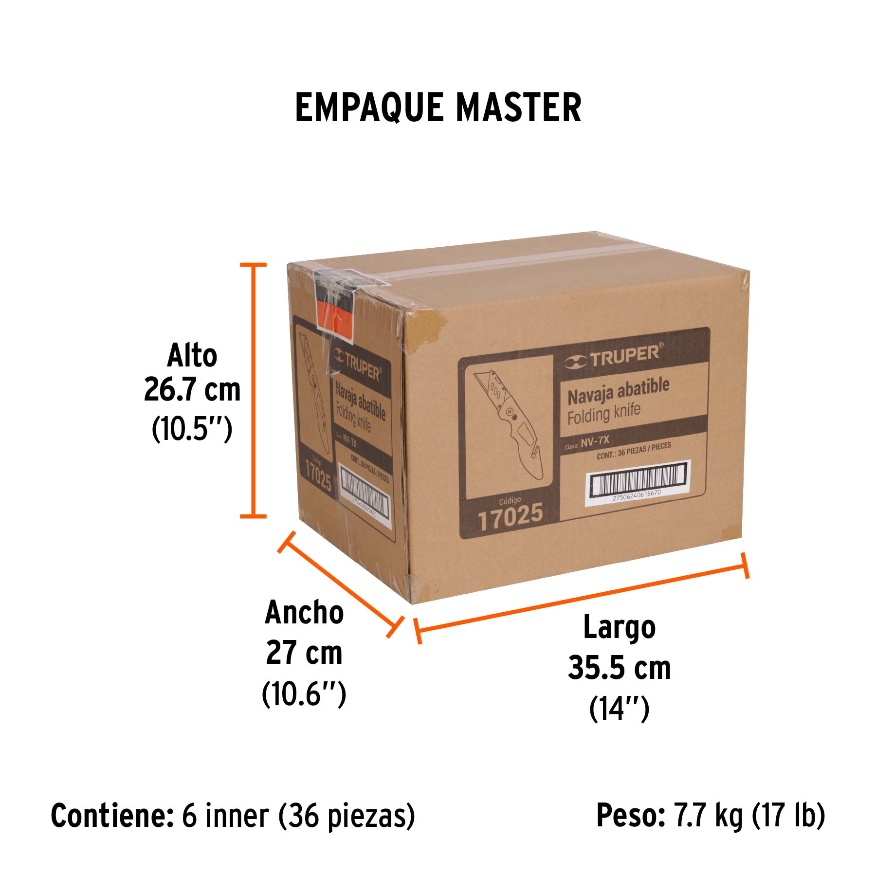 Navaja 7" abatible, cuerpo metálico