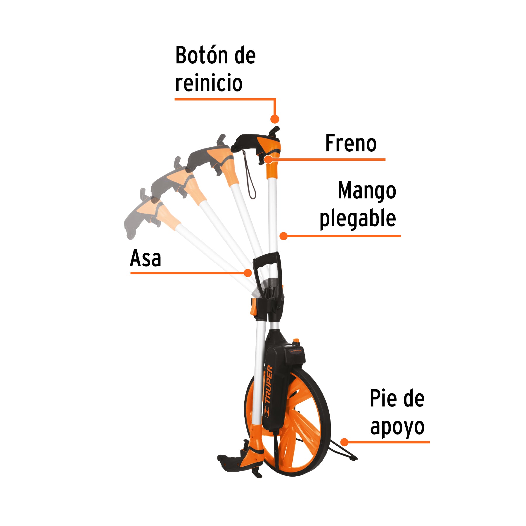 Odómetro con freno, rueda de 13", TRUPER