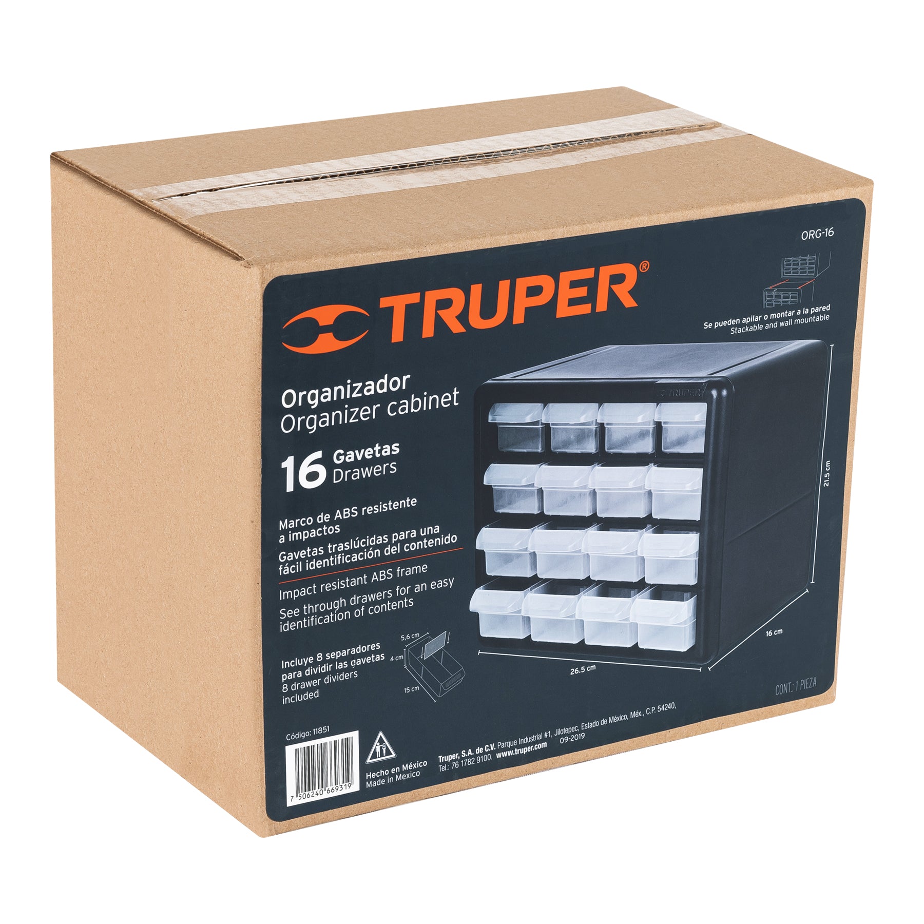 Organizador 10" con 16 compartimentos