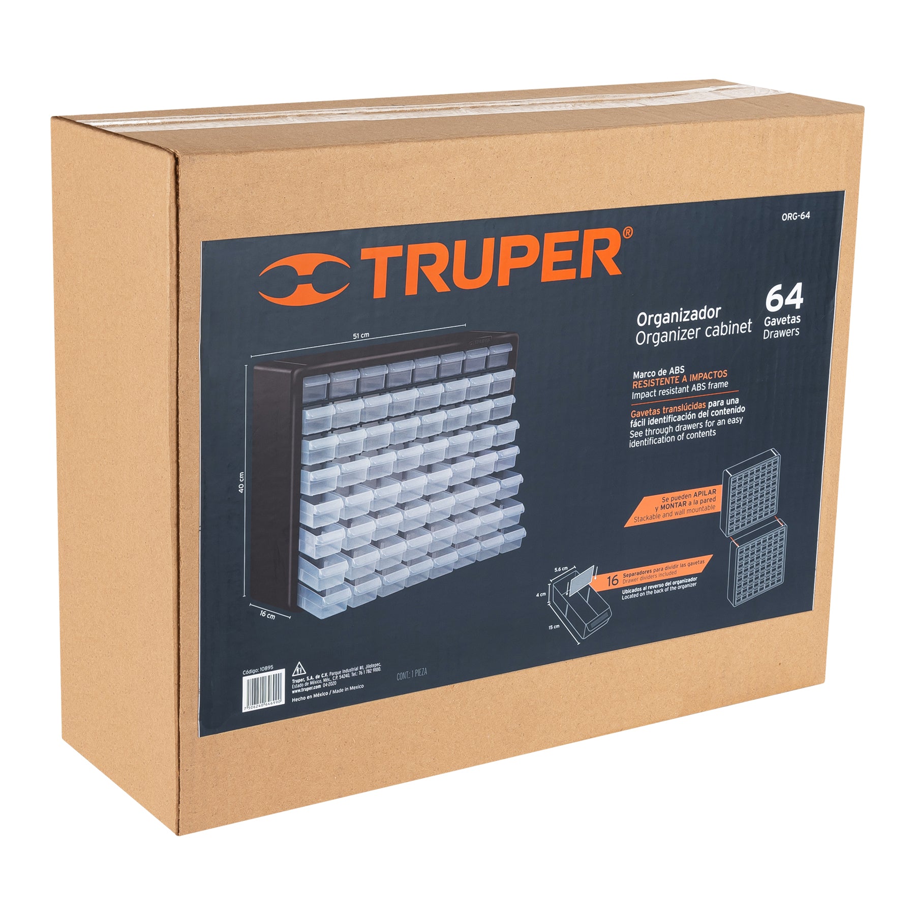 Organizador 20" con 64 compartimentos