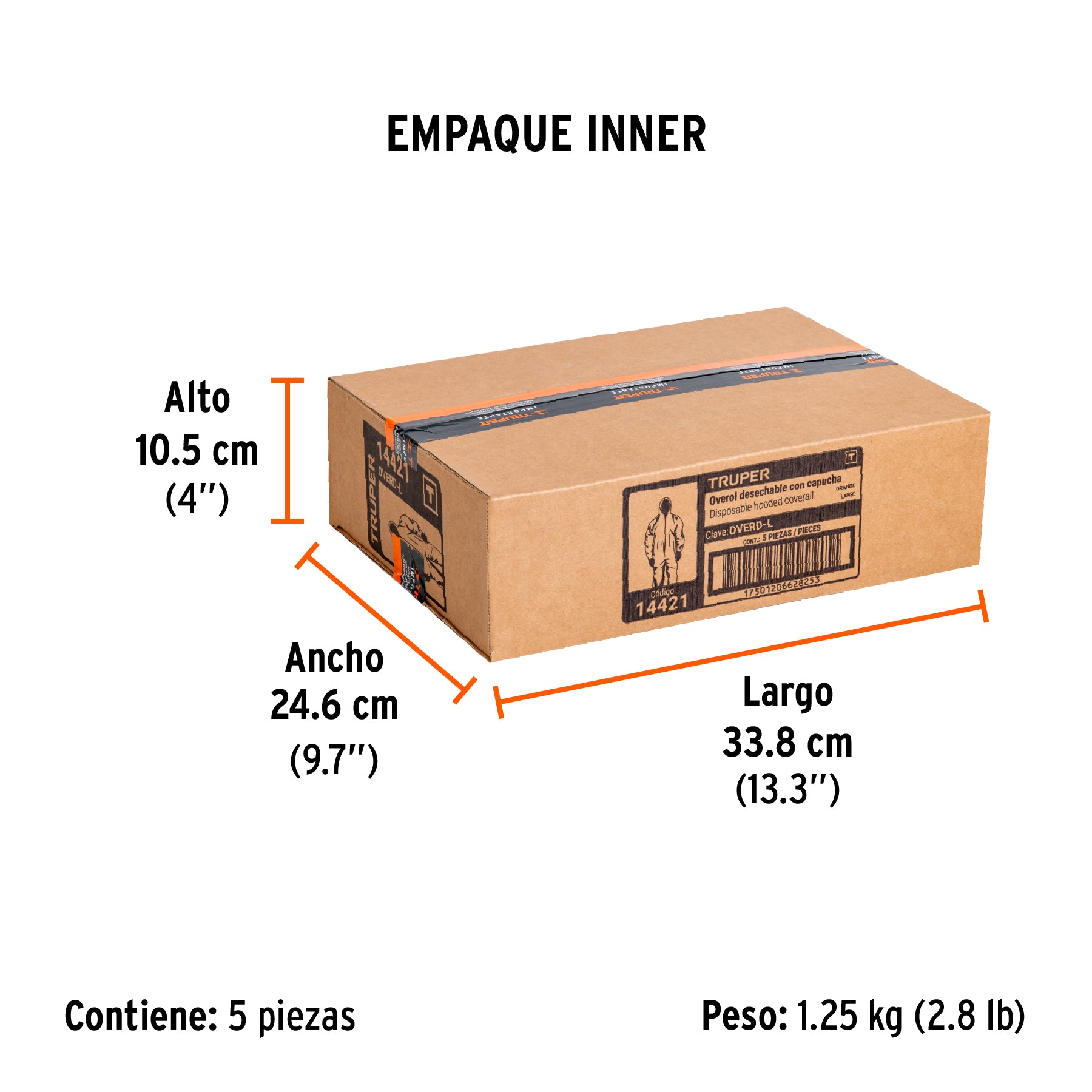 Overol desechable, talla grande