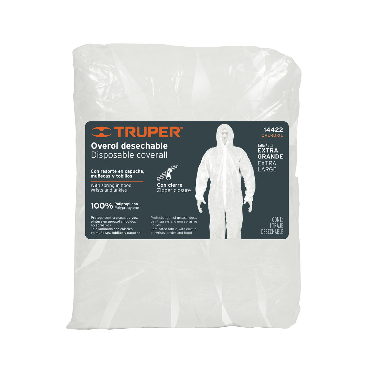 Overol desechable, talla extra-grande